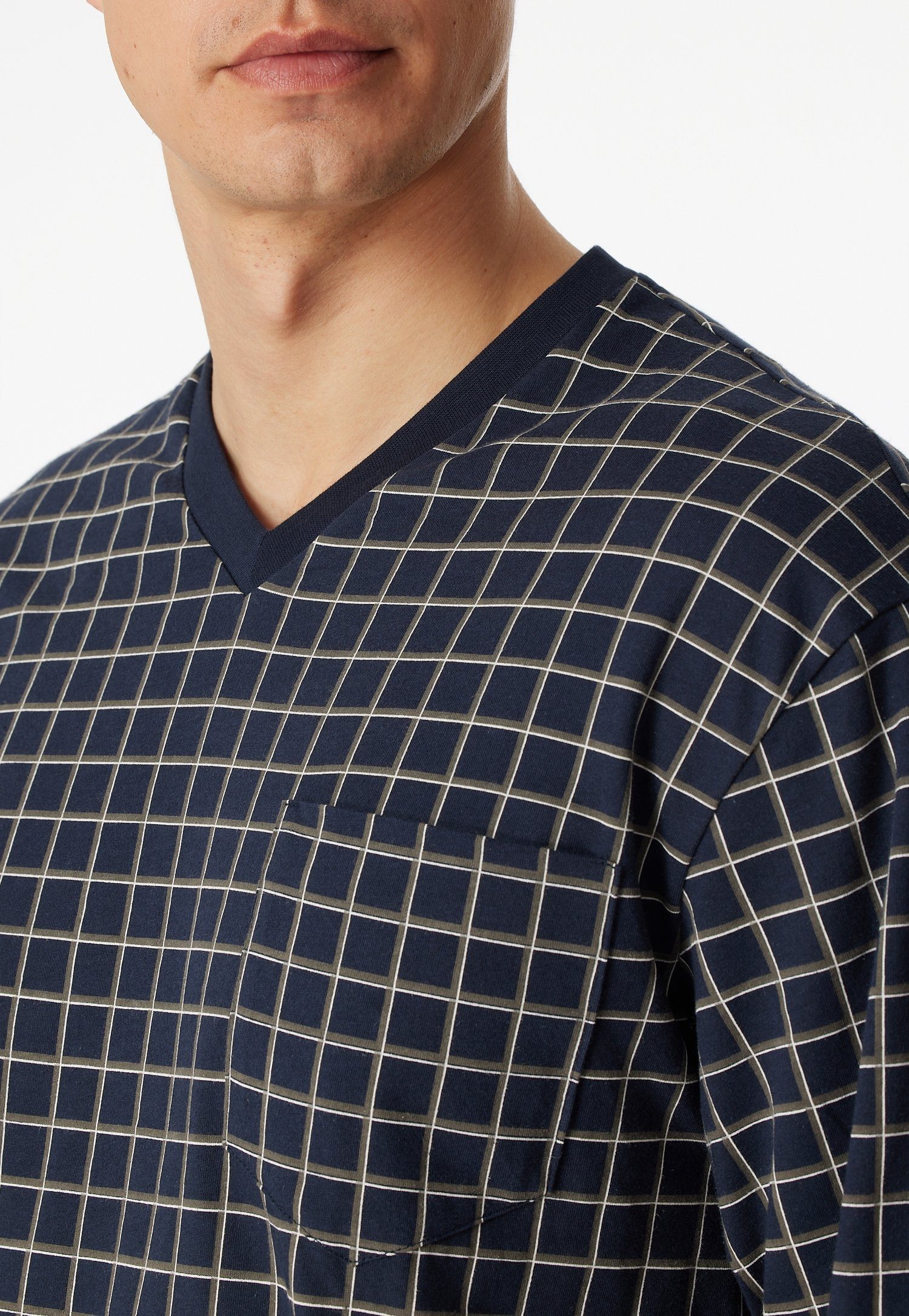 Schiesser Pyjama Dark sapphire met klassiek ruitmotief (2-delig)