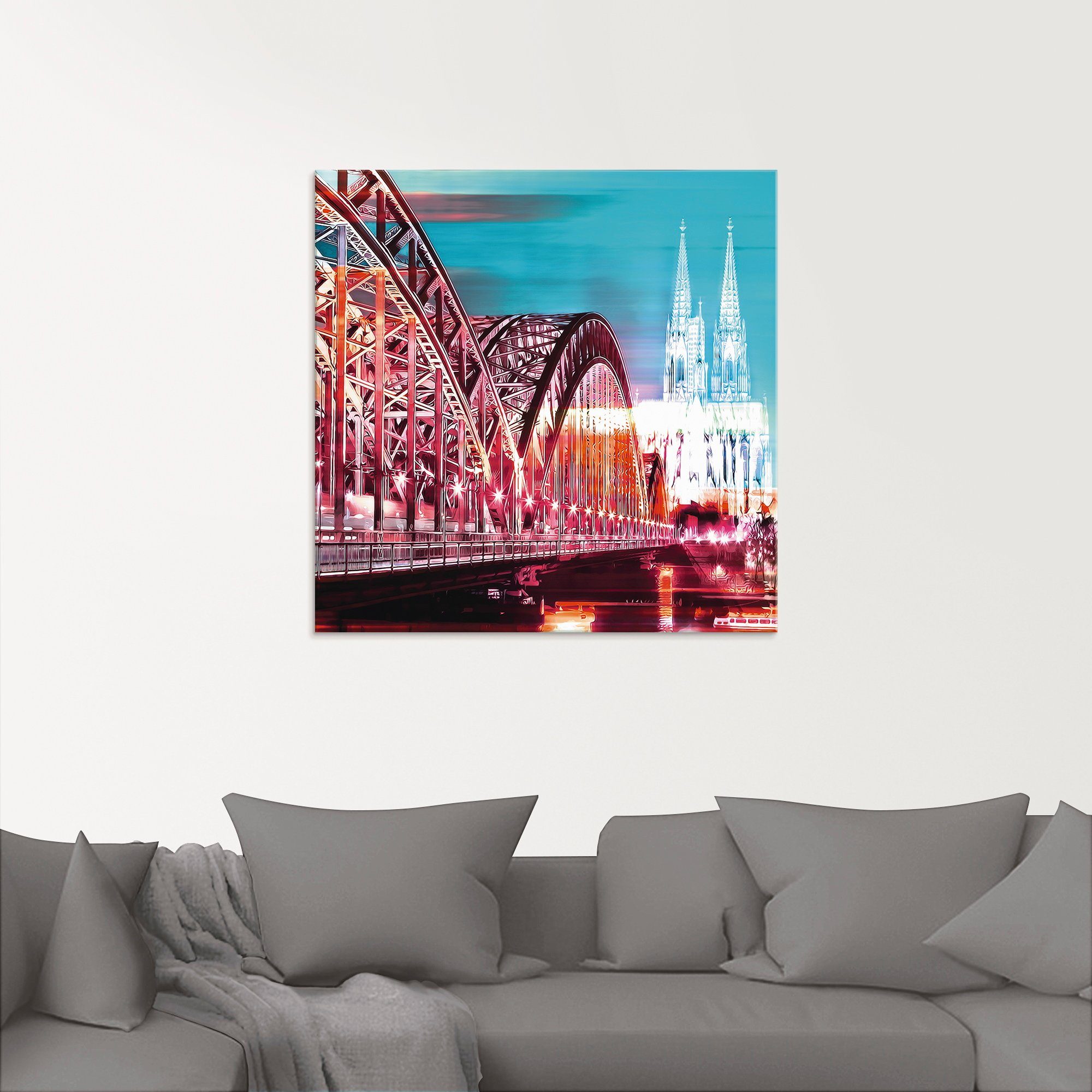 Artland Print op glas Keulen Skyline abstracte collage 13