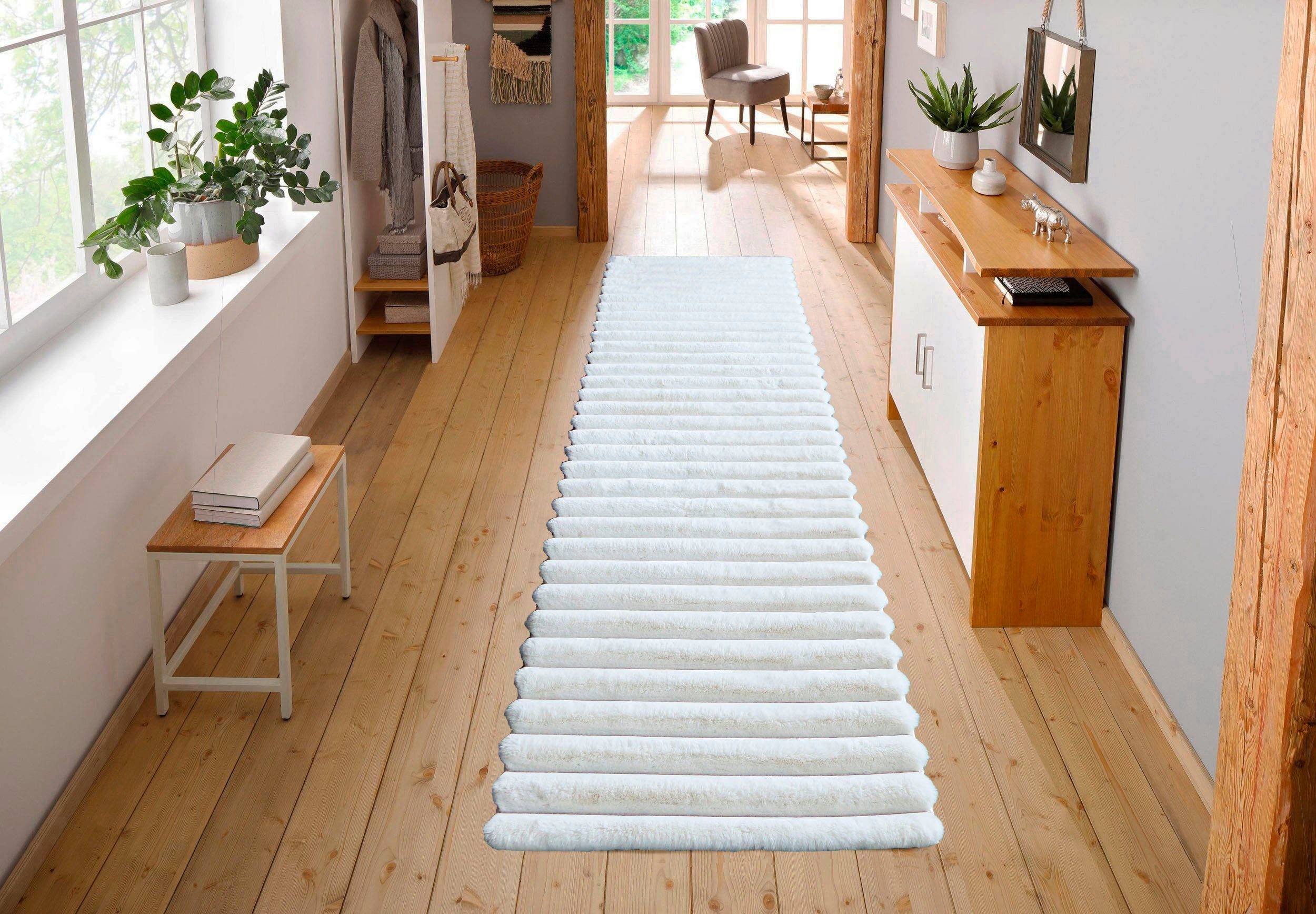 my home Loper Melanie, vloerkleed van imitatiebont, bijzonder zacht, reliëfeffect