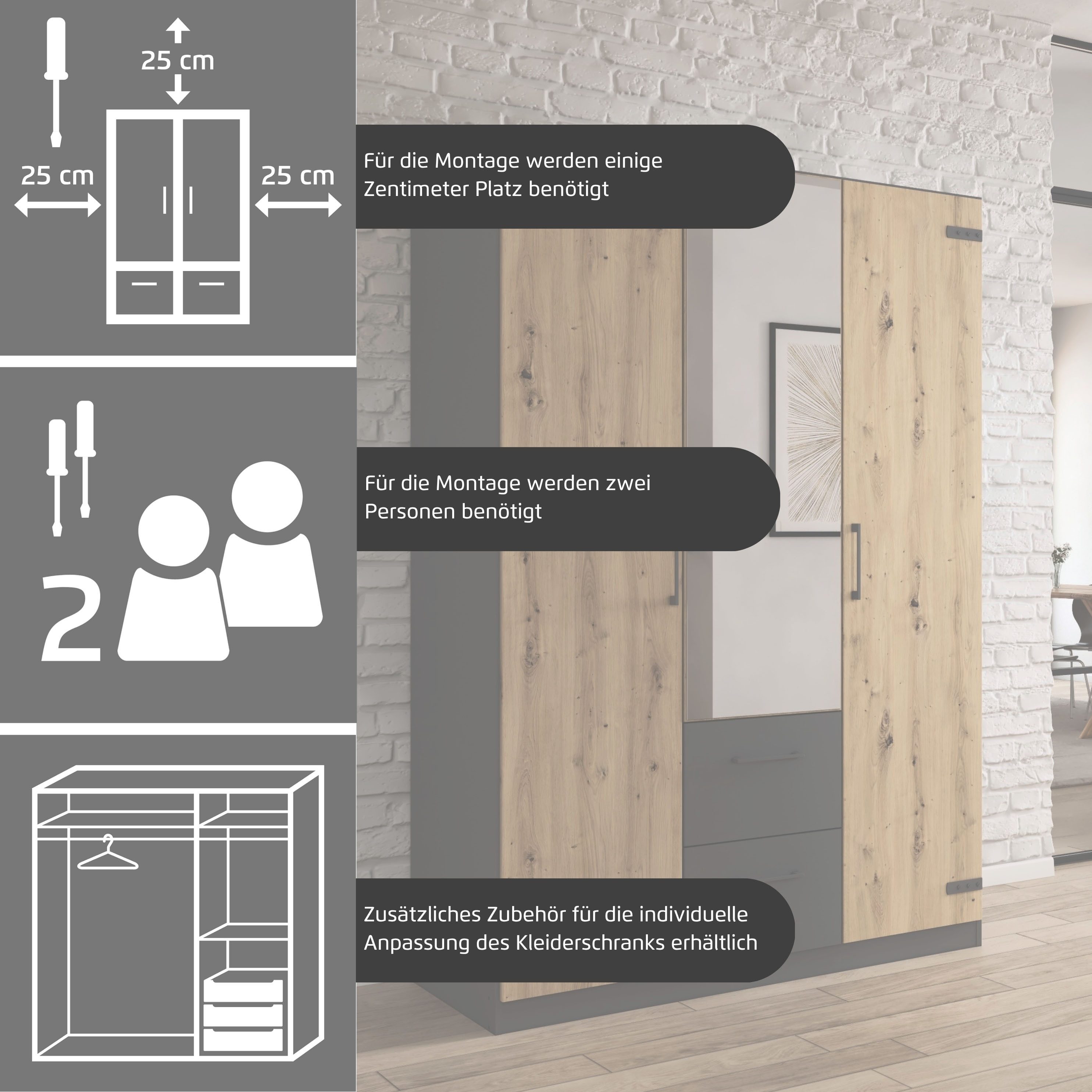 rauch Hoekkledingkast Holmes in industriële stijl