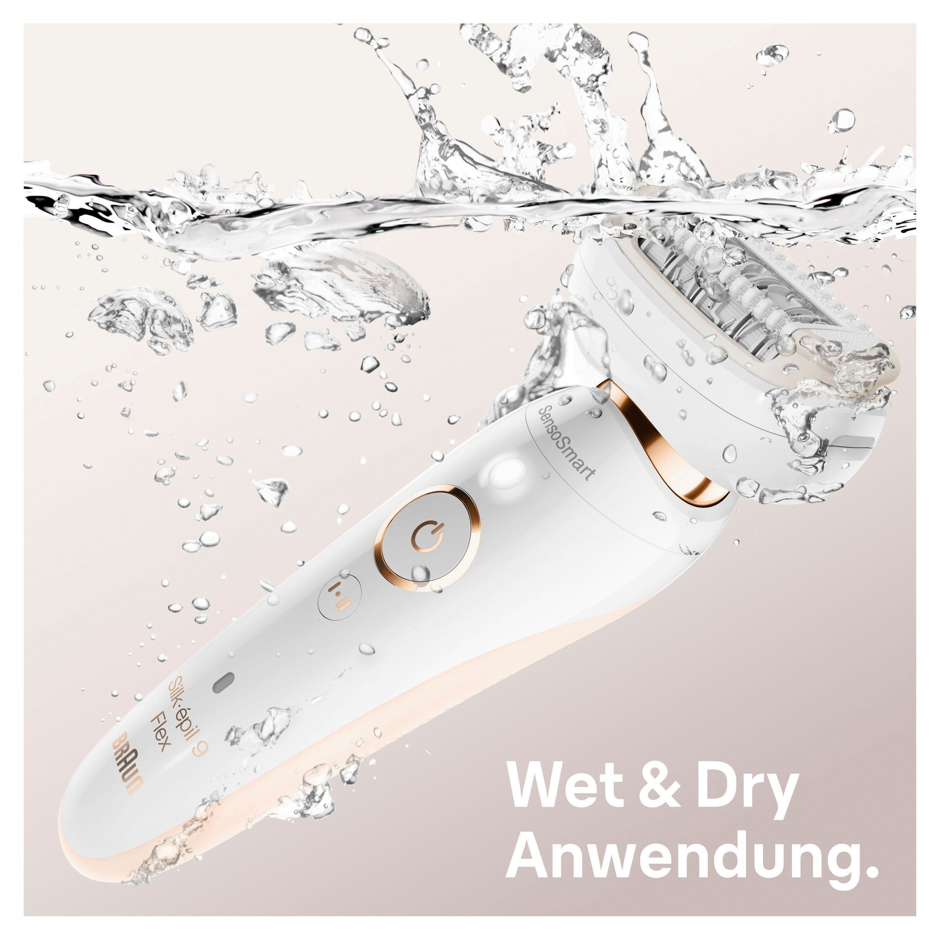 Braun Epilator Silk-épil 9 Flex 9-006 draadloos wet & dry-epileren, brede kop met 40 pincetten
