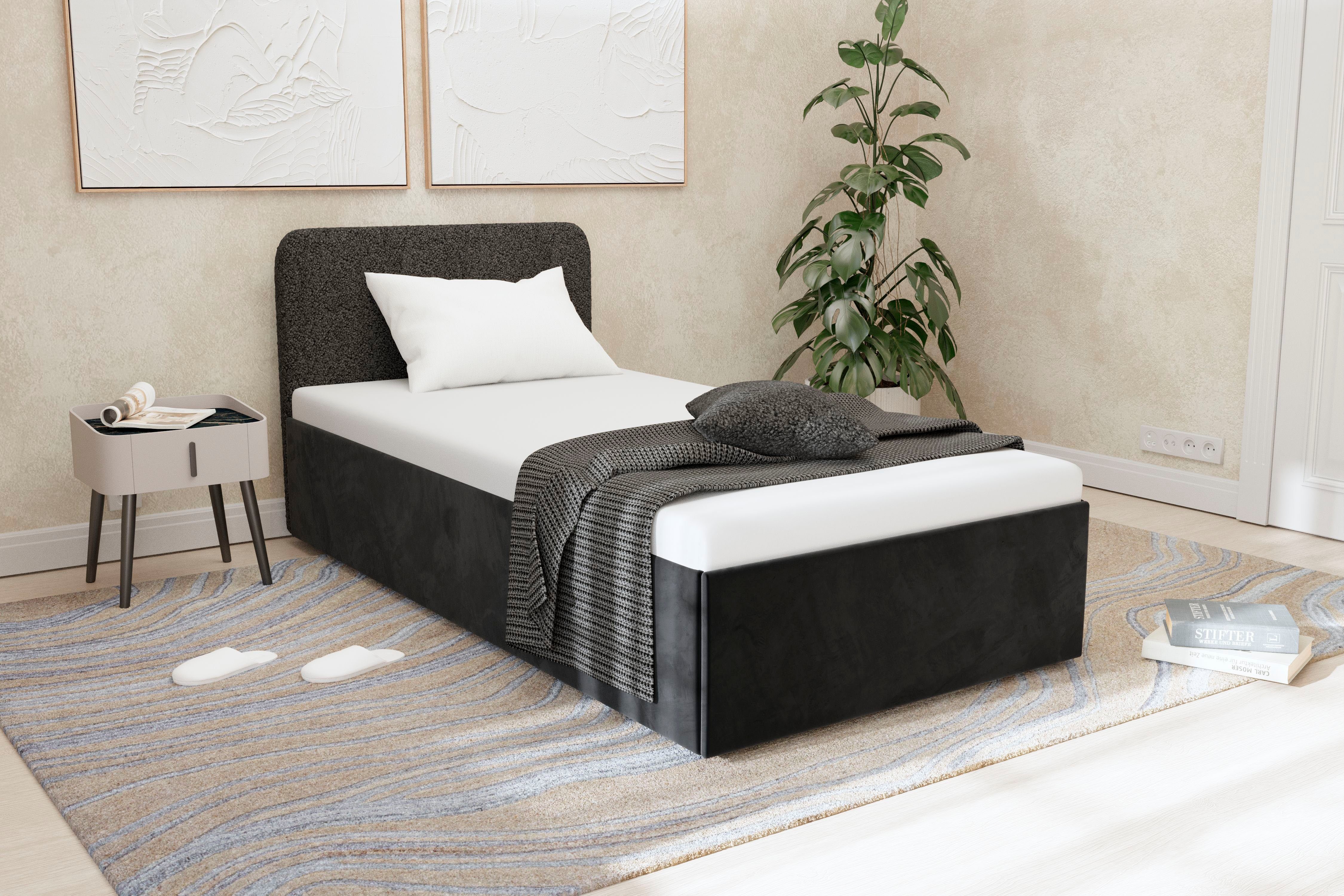 Westfalia Polsterbetten Gestoffeerd bed Shawn bed verkrijgbaar in twee verschillende hoogtes bedden maat 210 cm x 42 cm zwart
