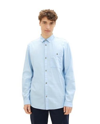 NU 20% KORTING: Tom Tailor Denim Overhemd met lange mouwen met visgraatpatroon