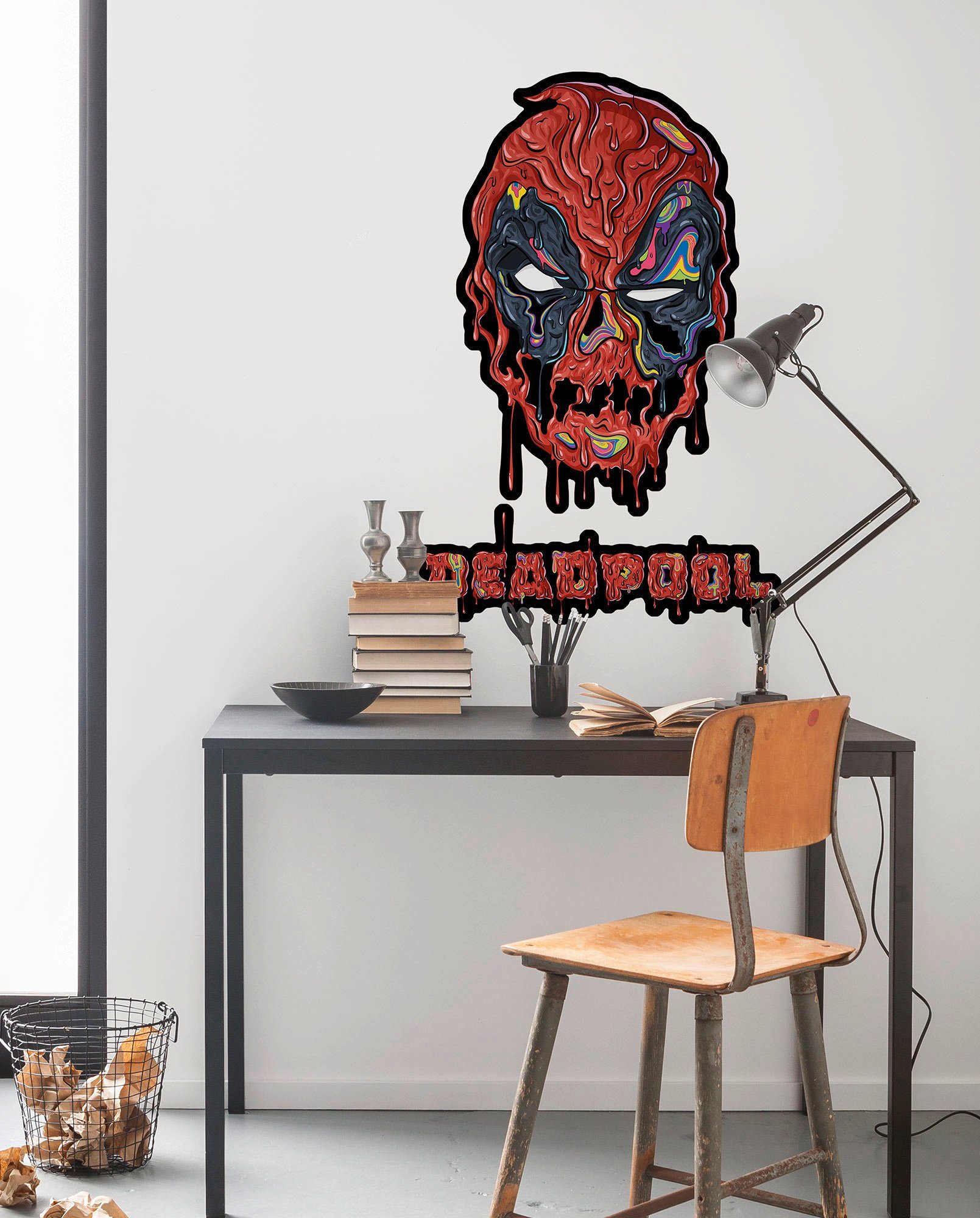 Komar Wandfolie Deadpool Meltpool - afm. 50 x 70 cm zelfklevend, wandstickers, kinderkamer (2-delig)