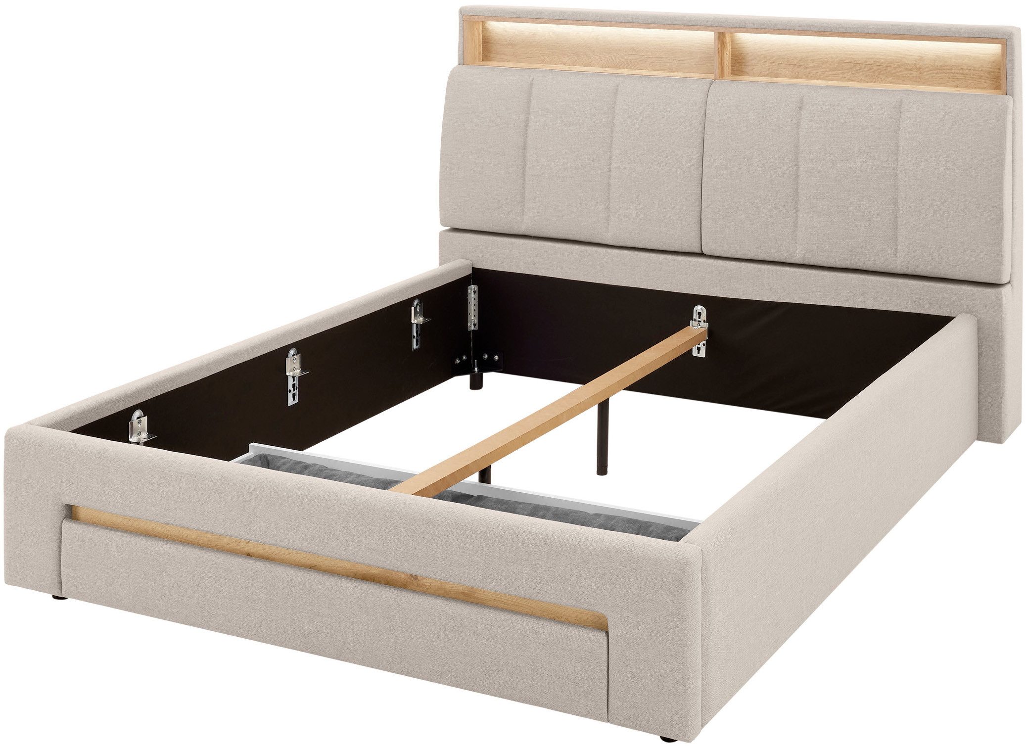 INOSIGN Gestoffeerd bed CiTY/GiRON,, gepolsterd opbergbed, met LED-verlichting Bedkisten met hondenbed of als opbergruimte, opklapbare hoofdeinden