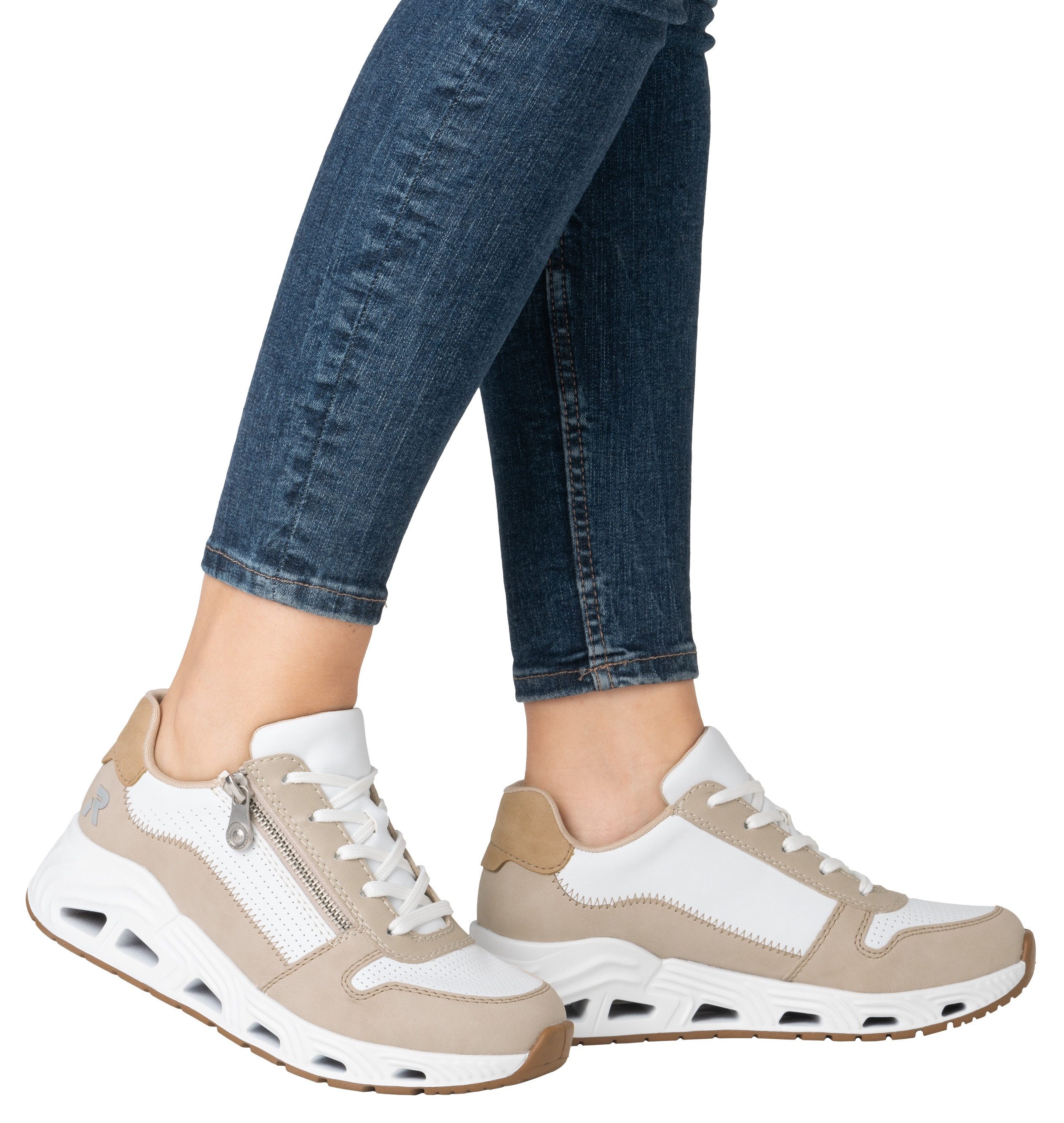 RIEKER Sport Sneakers met sleehak , veterschoenen, lage schoen, vrijetijdssneaker met rits
