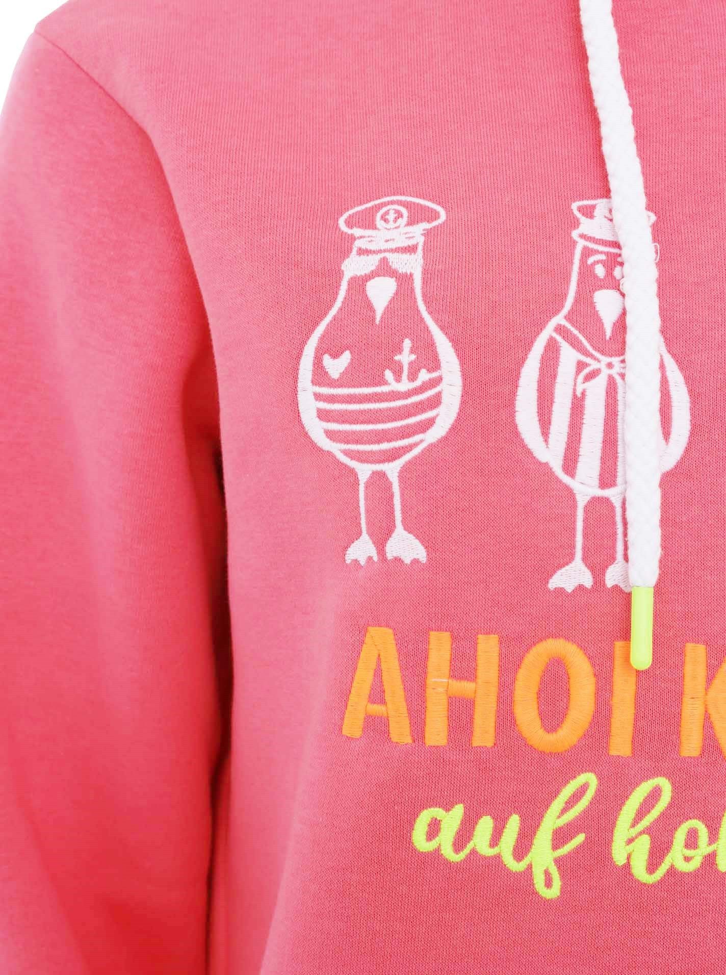 Zwillingsherz Hoodie Ahoi Kapitein met maritieme boodschap, grappige meeuwen, kangoeroezakken en borduursel