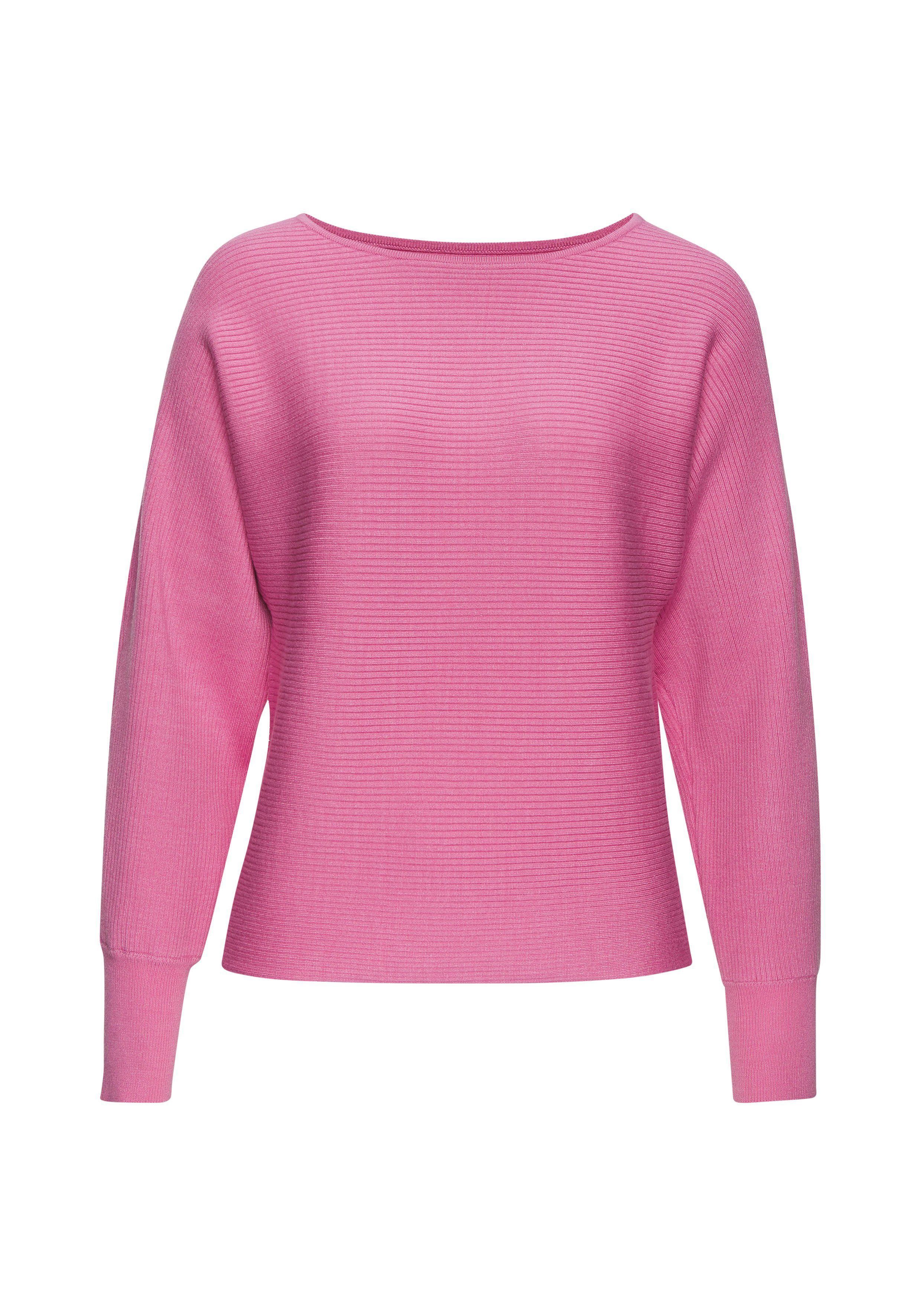 Vivance Gebreide trui met u-boot halslijn vleermuismouwen strepenlook oversized