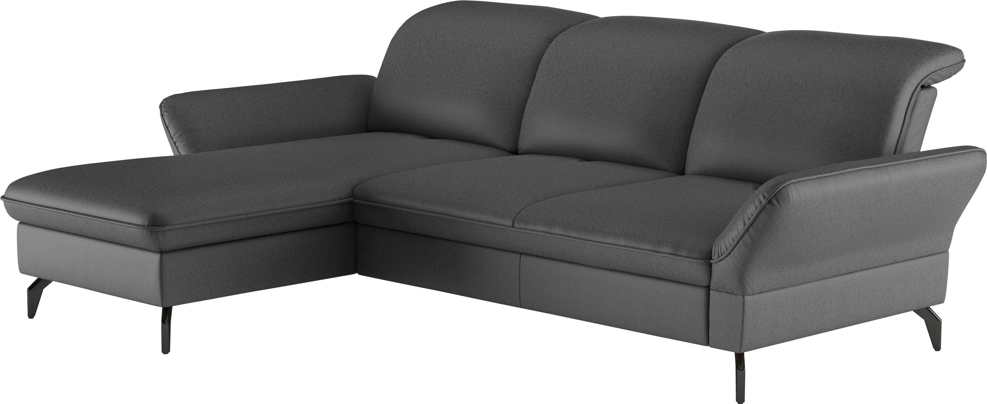 sit&more Hoekbank Leandro L-vorm Naar keuze met bed, hoofdbord en armleuningfunctie, en bedkist