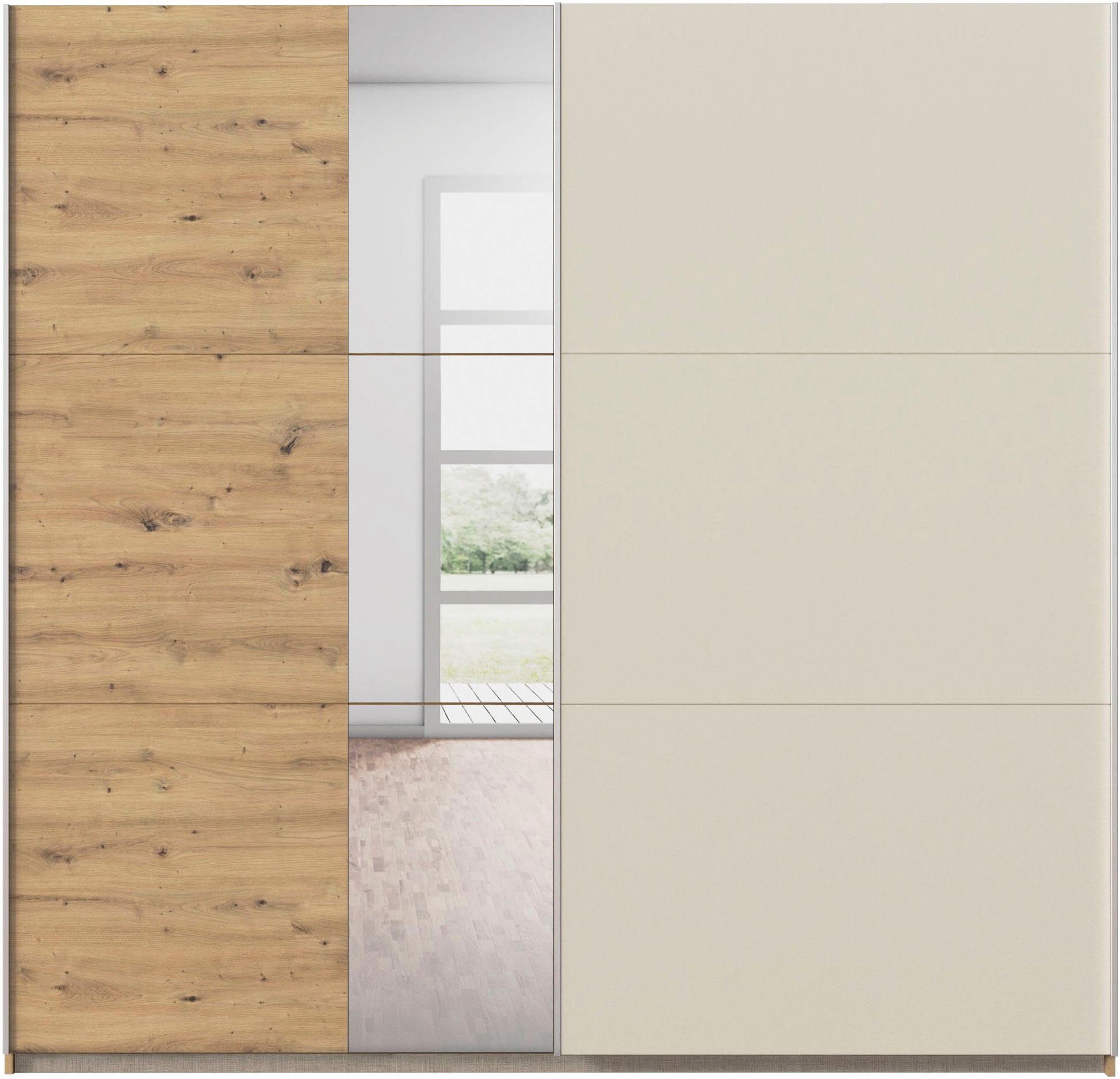 rauch Slaapkamerserie Monza met schuifdeurkast breedte 218 cm, bedcombinatie in 2 breedtes
