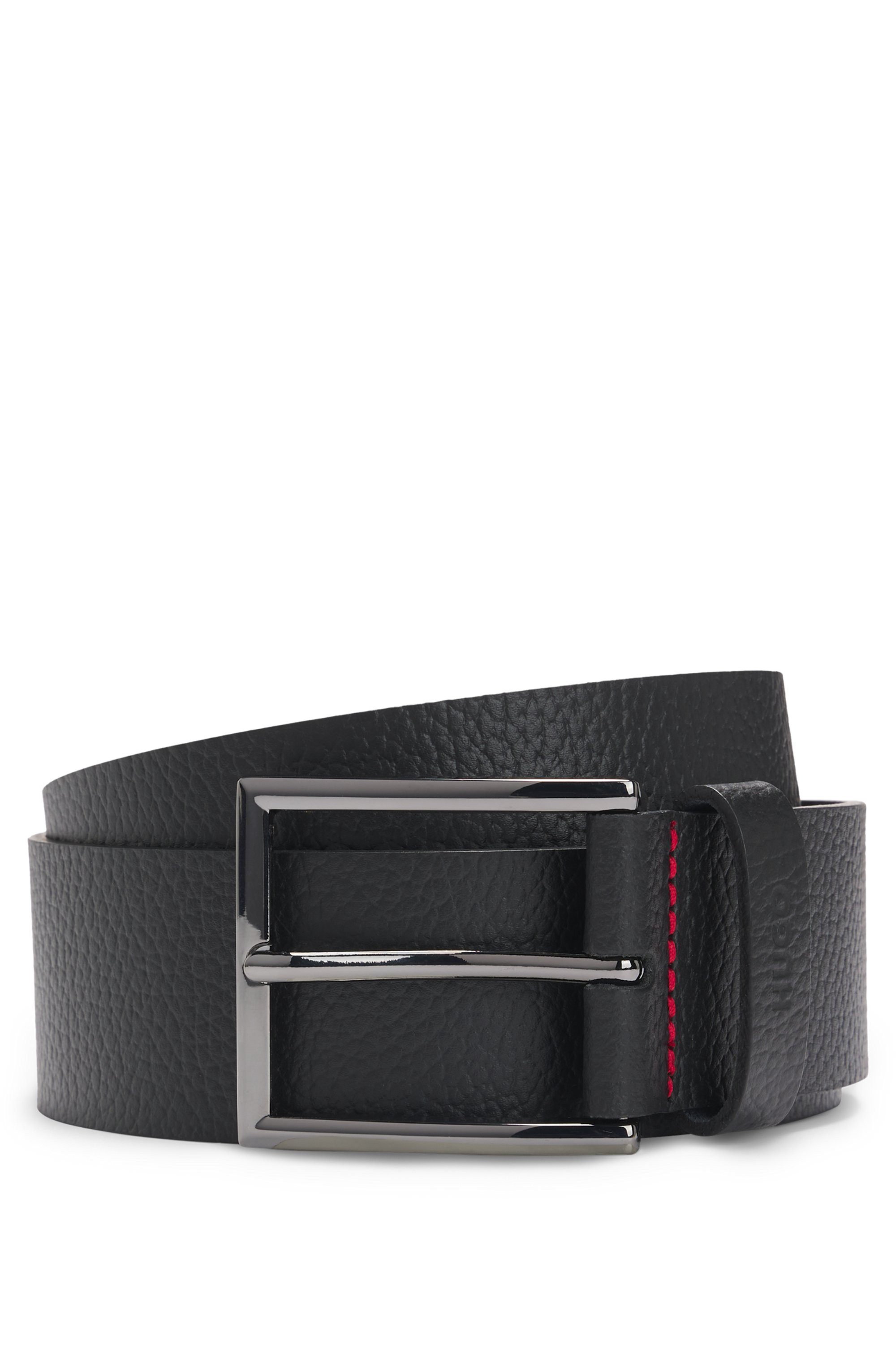 HUGO Leren riem Giaspo-Gr Sz40 10 met rode contrastnaad