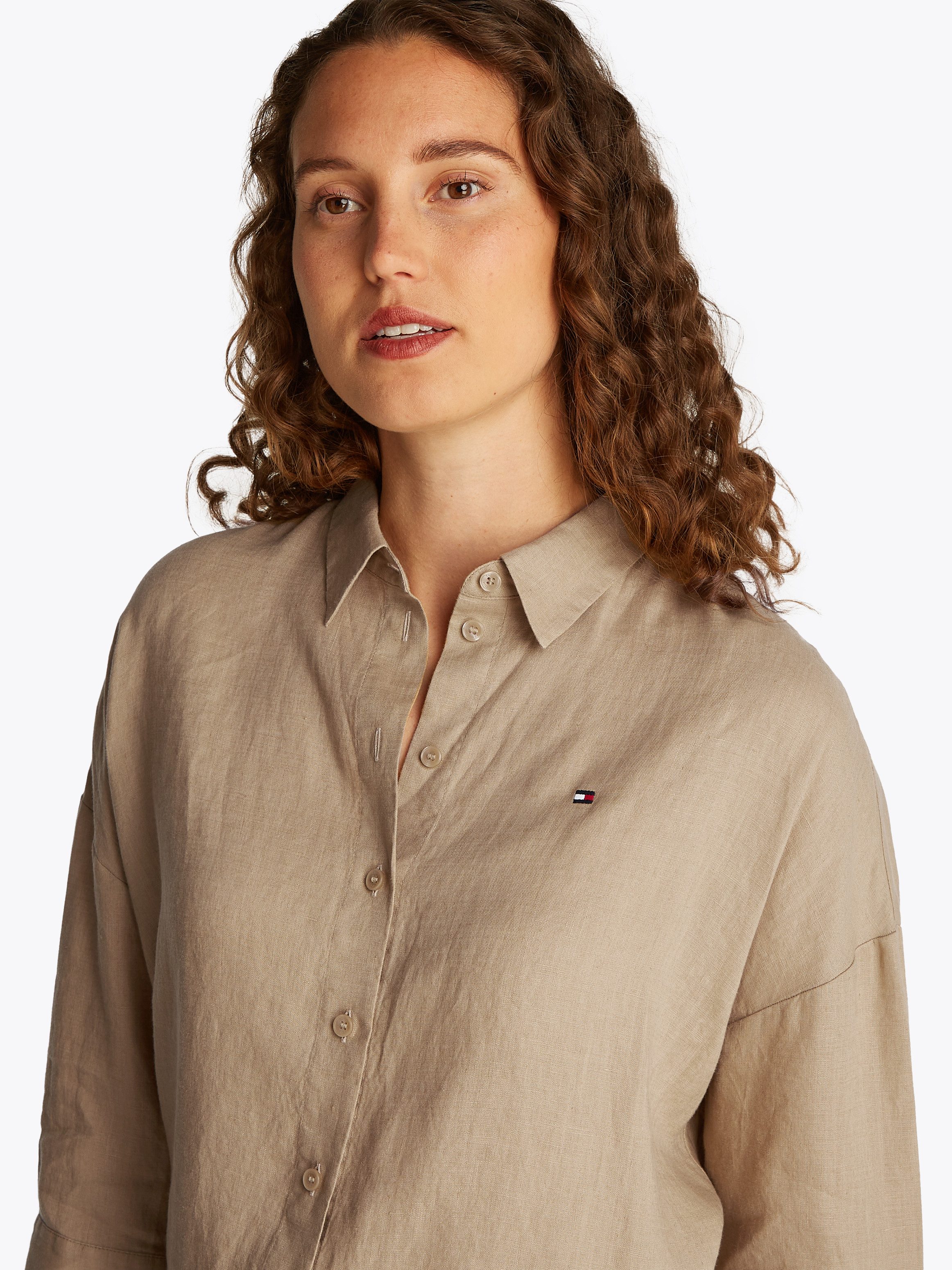 Tommy Hilfiger Shirt met 3/4 mouwen ESS LINEN LOOSE 3-4 SLEEVE SHIRT