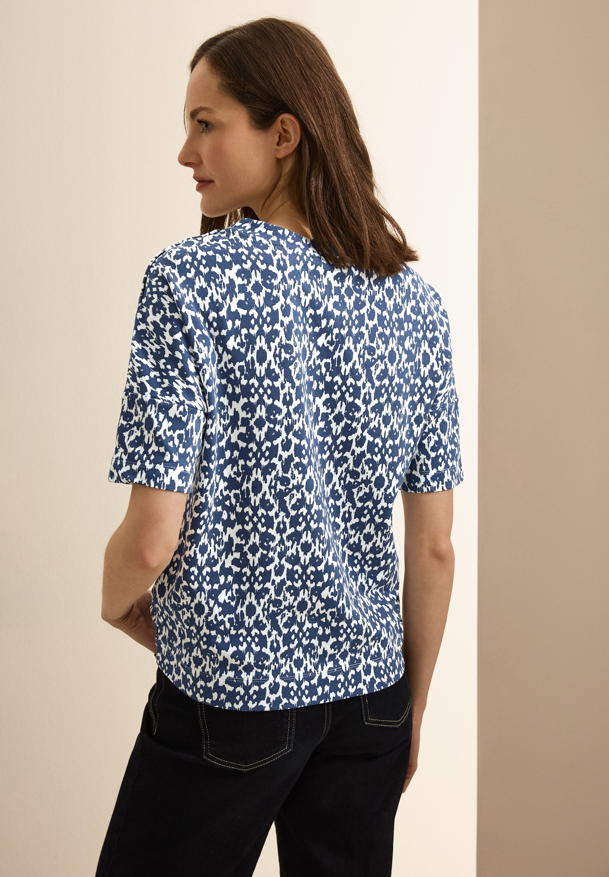 Cecil Shirt met print met minimalprint en knoopdetail