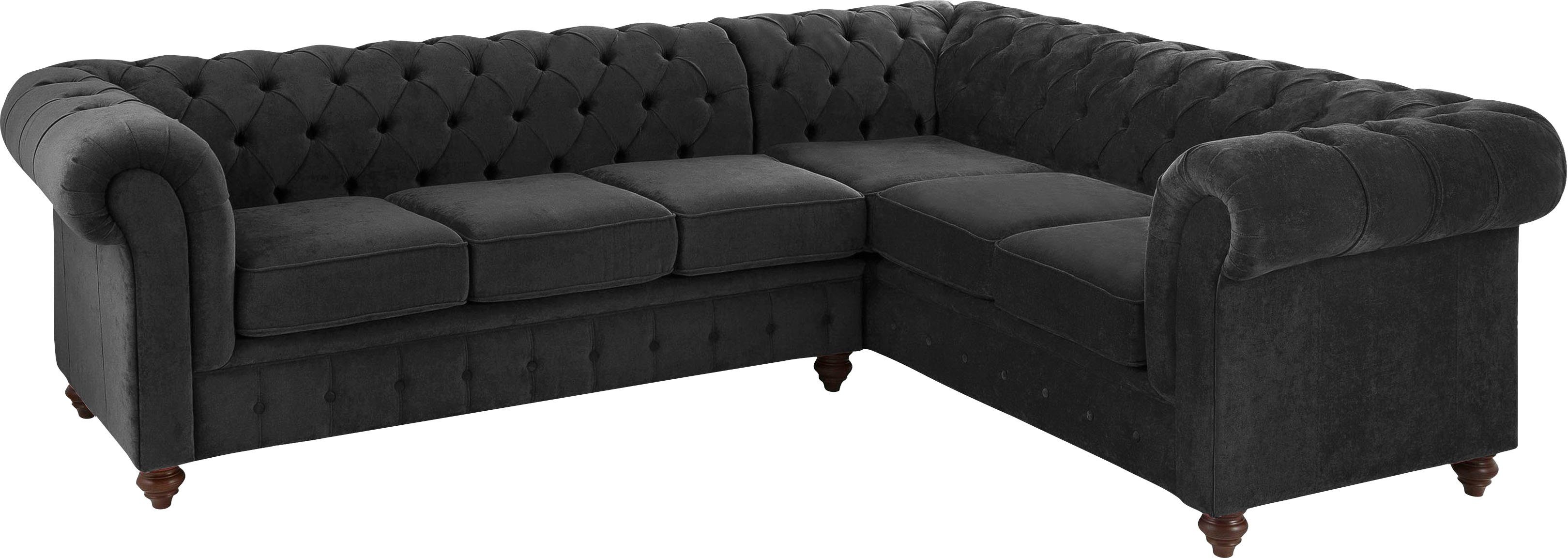 Home affaire Chesterfield-bank Duc hoekbank L-vorm hoogwaardige capitonnage achter, fluwelige look met changerende look