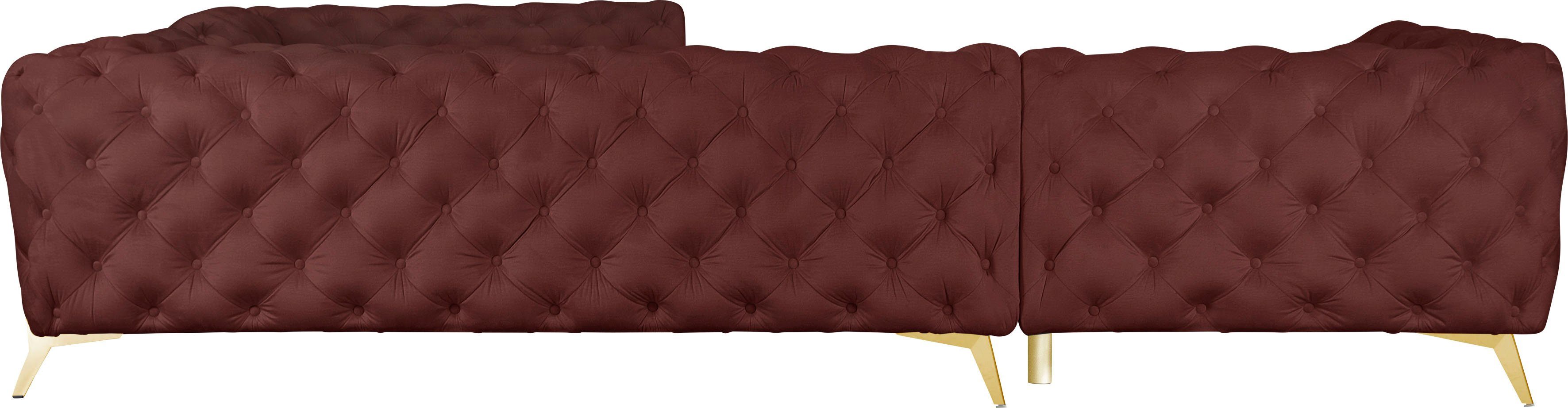 Leonique Chesterfield-bank Amaury L-vorm grote hoekbank, chesterfield-look, breedte 323 cm, kleur van de poten ter keuze