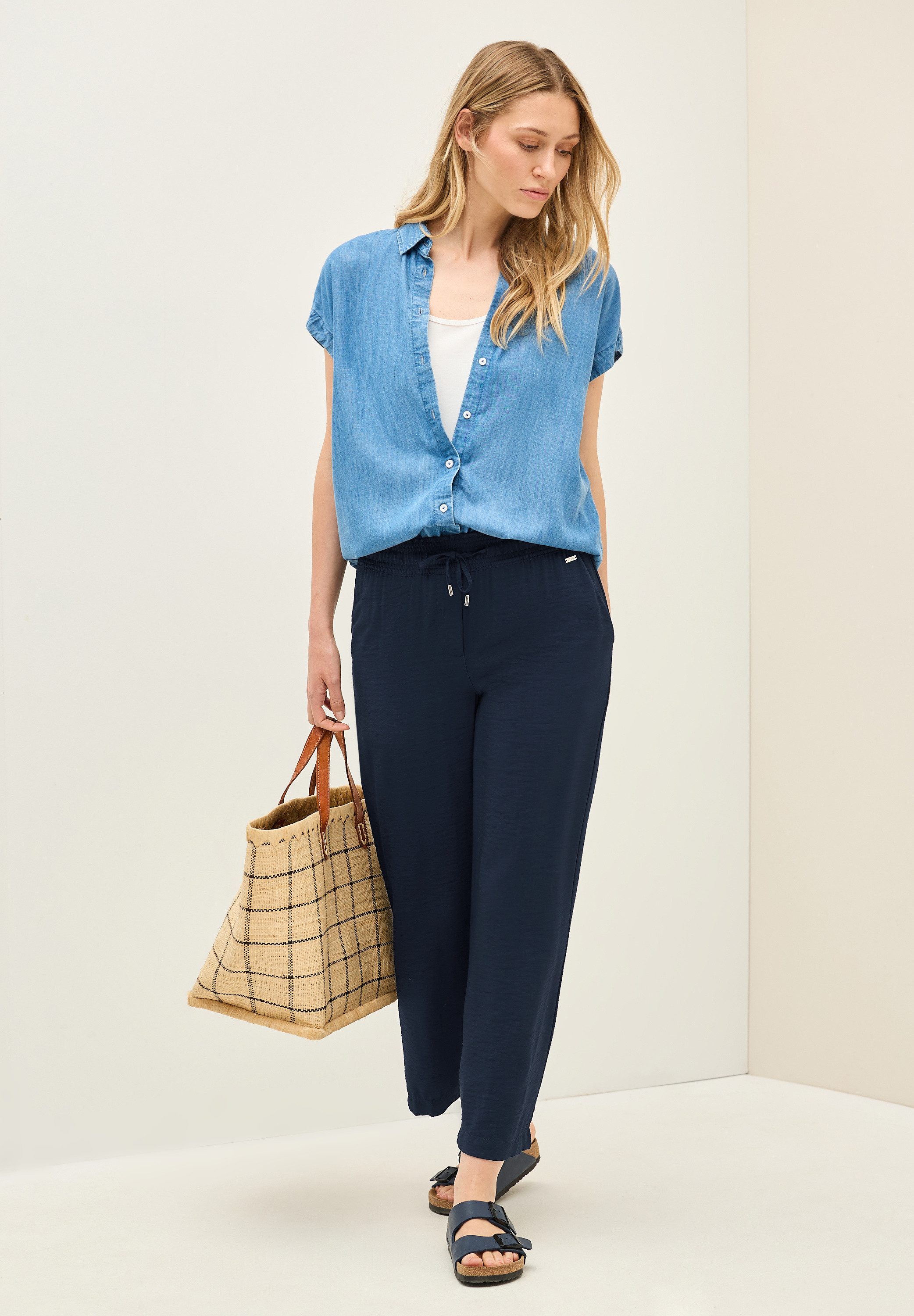 Cecil Stoffen broek Style Neele 7/8 twill met structuur