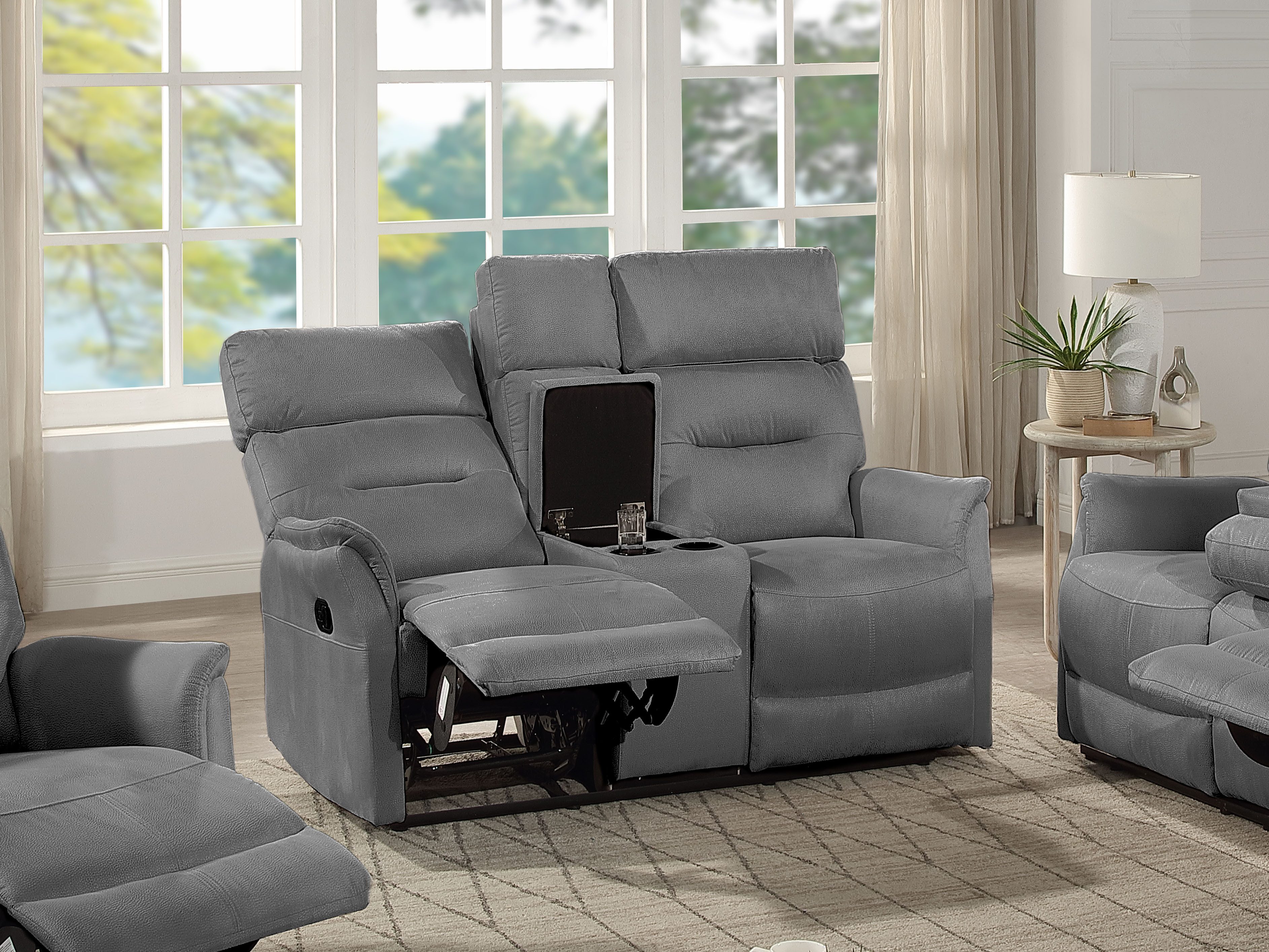 ATLANTIC home collection 2-zitsbank Falk Twee relaxfuncties, middenconsole met opbergruimte en bekerhouder