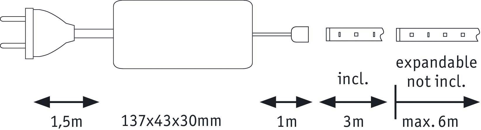 Paulmann Led-strepen MaxLED 500 Basisset 3m Daglichtwit 18W 1650lm 6500K ongecoat (1 stuk)