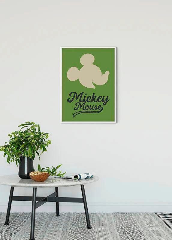 Komar Wanddecoratie Mickey Mouse Green head Wanddecoratie voor de kinderkamer - zonder lijst (1 stuk)