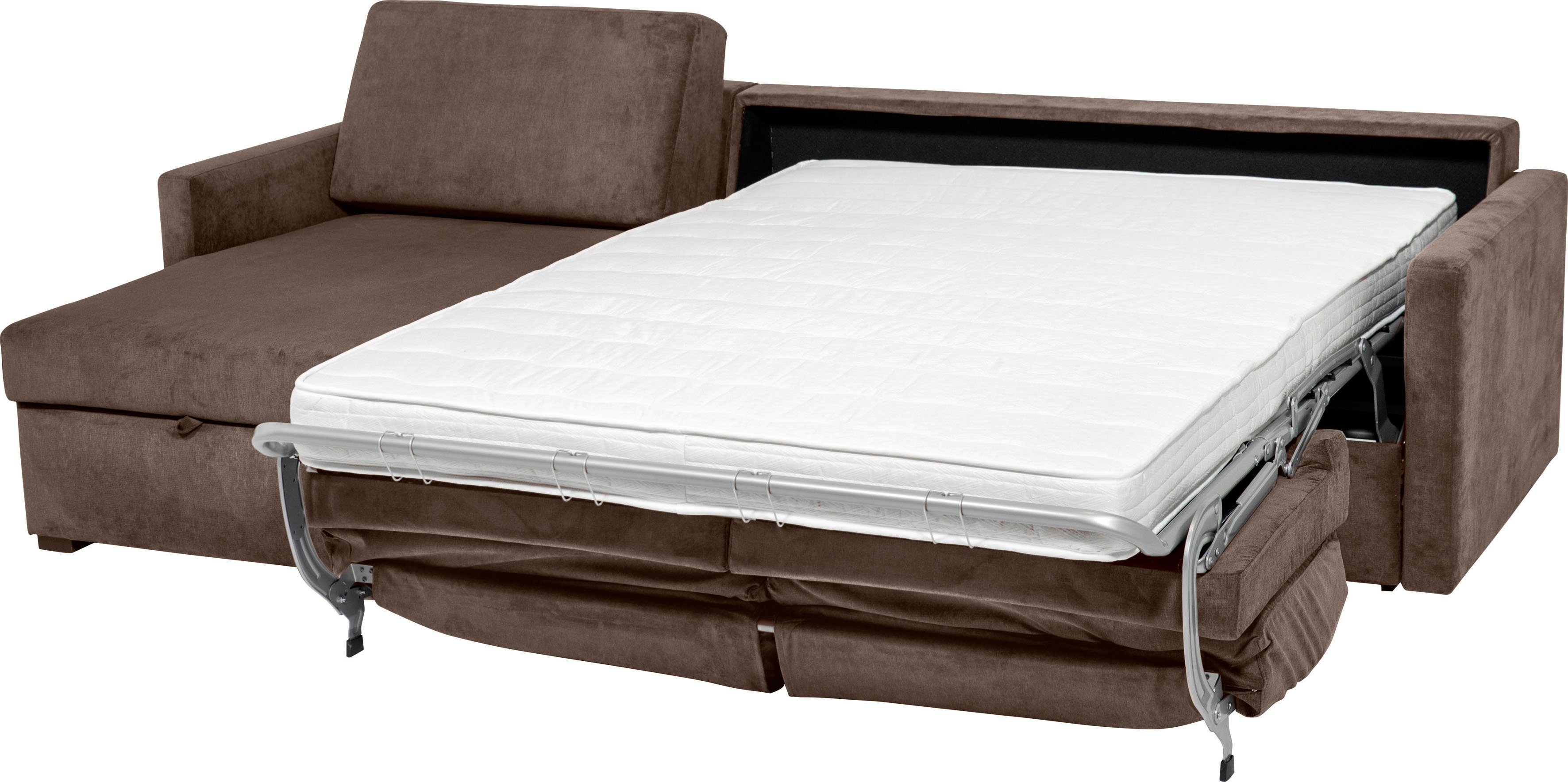 Places of Style Slaapbank GOLDPOINT hoekbank 264 cm, ligoppervlak (140/200 cm), L-vorm, Slaapfunctie, Bonell-binnenveringsmatras en volwaardige bedfunctie