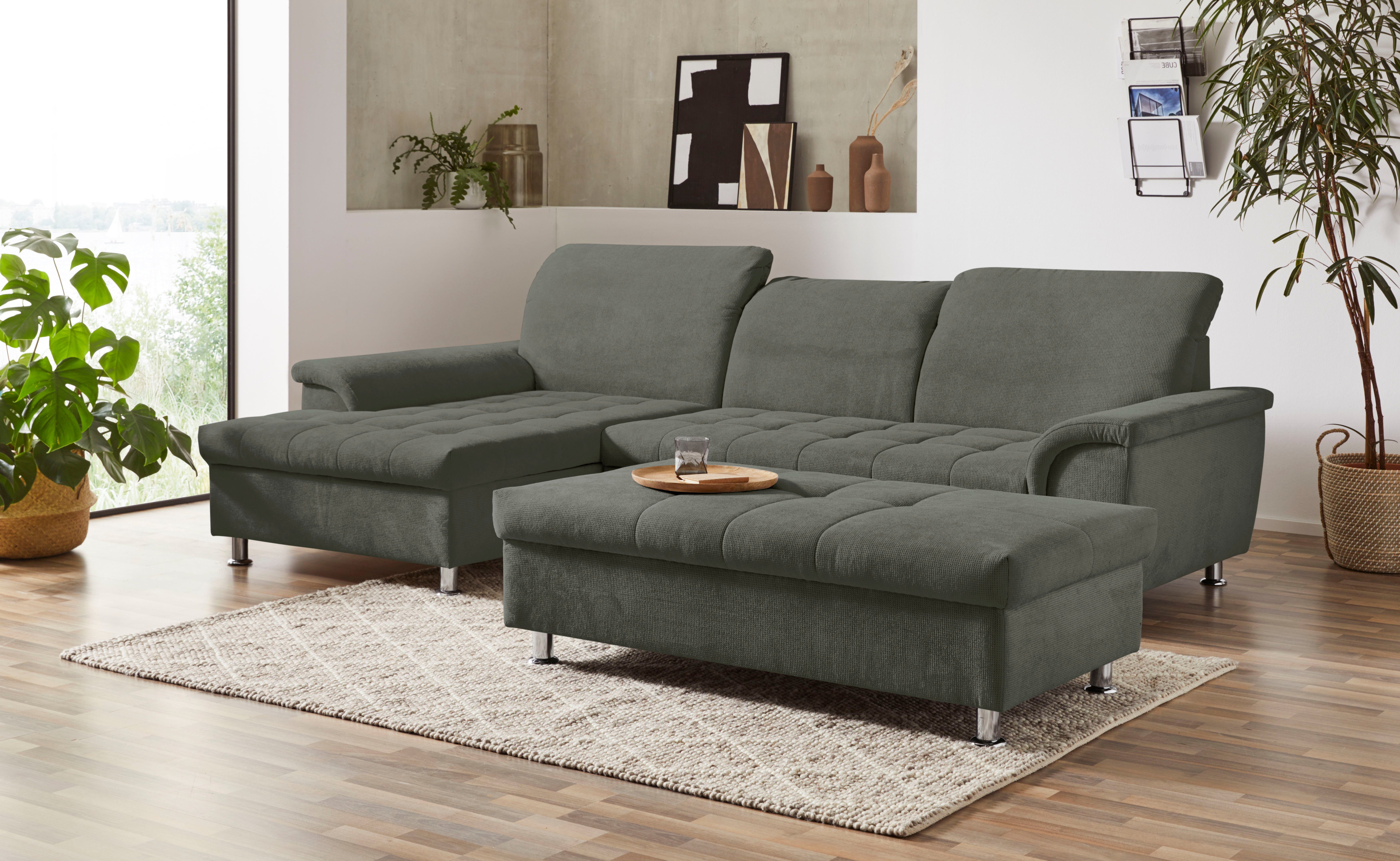 DOMO collection Hoekbank Franzi, zeitlos und elegant, moderne Sitzheftung, L-Form naar keuze met verstelbare hoofdsteun (dan diepte: 170 cm)