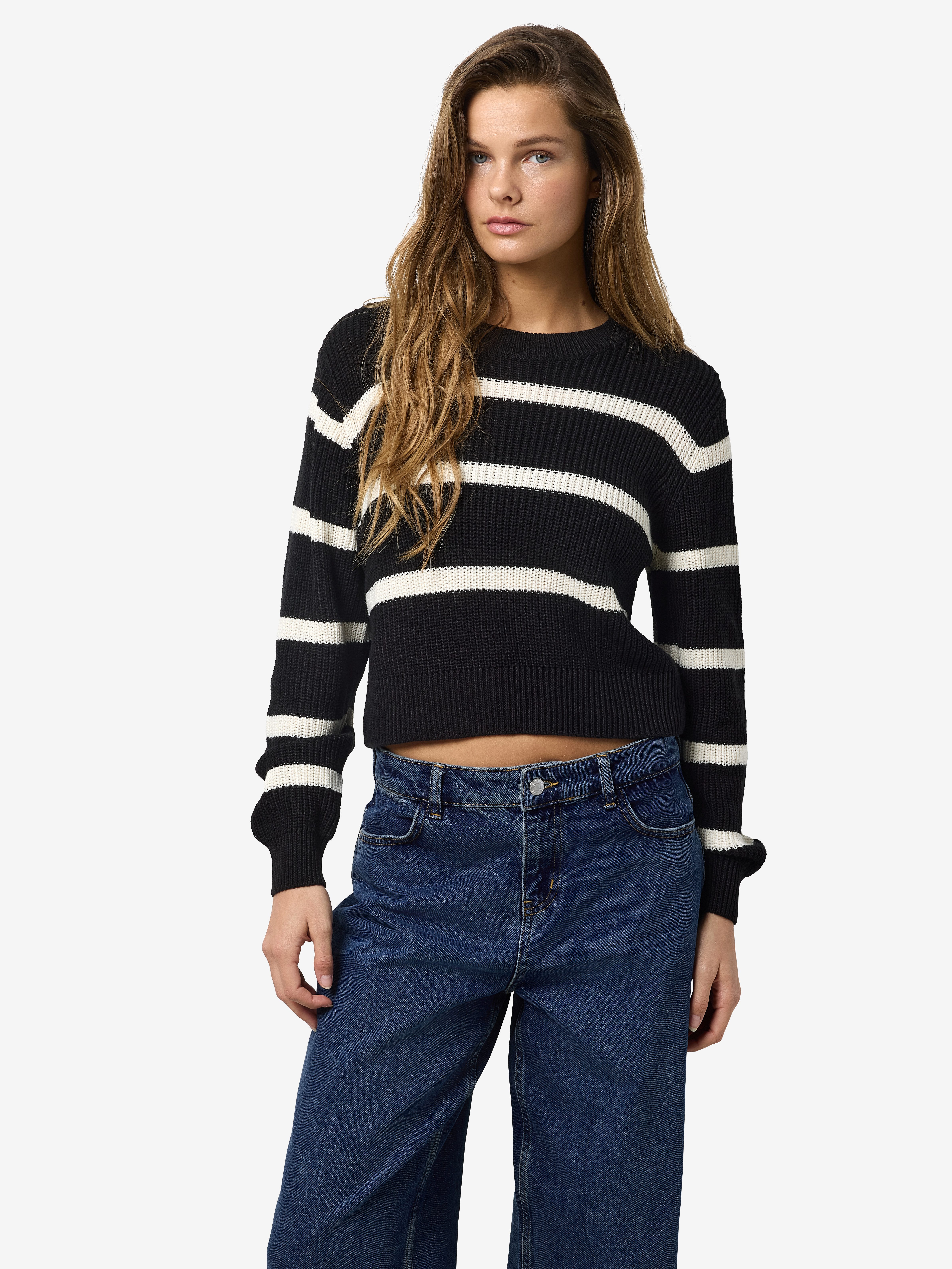 Noisy may Gebreide trui NMMAYSA L/S STRIPE O-NECK KNIT NOOS
