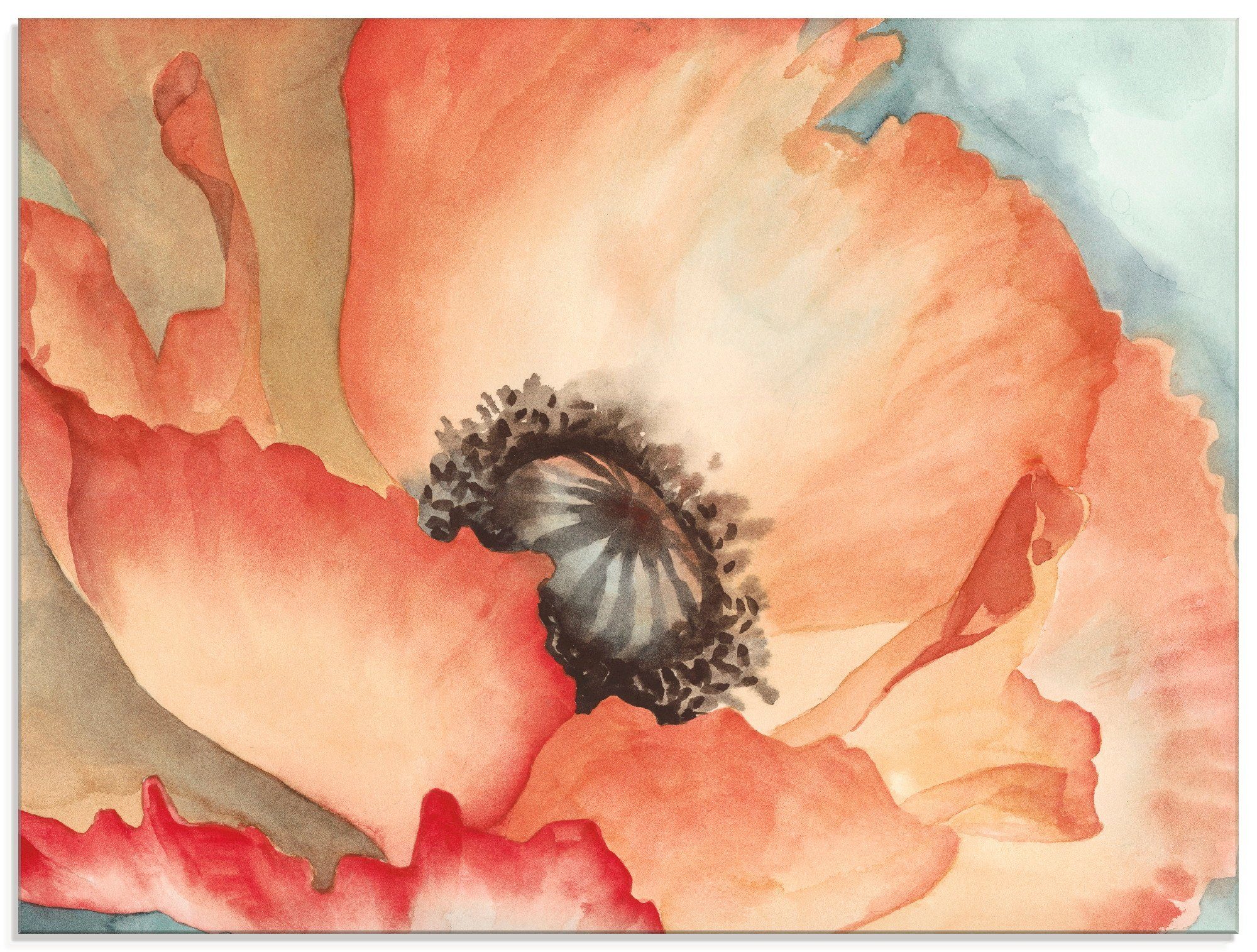 Artland Print op glas Waterverf papaver II (1 stuk)