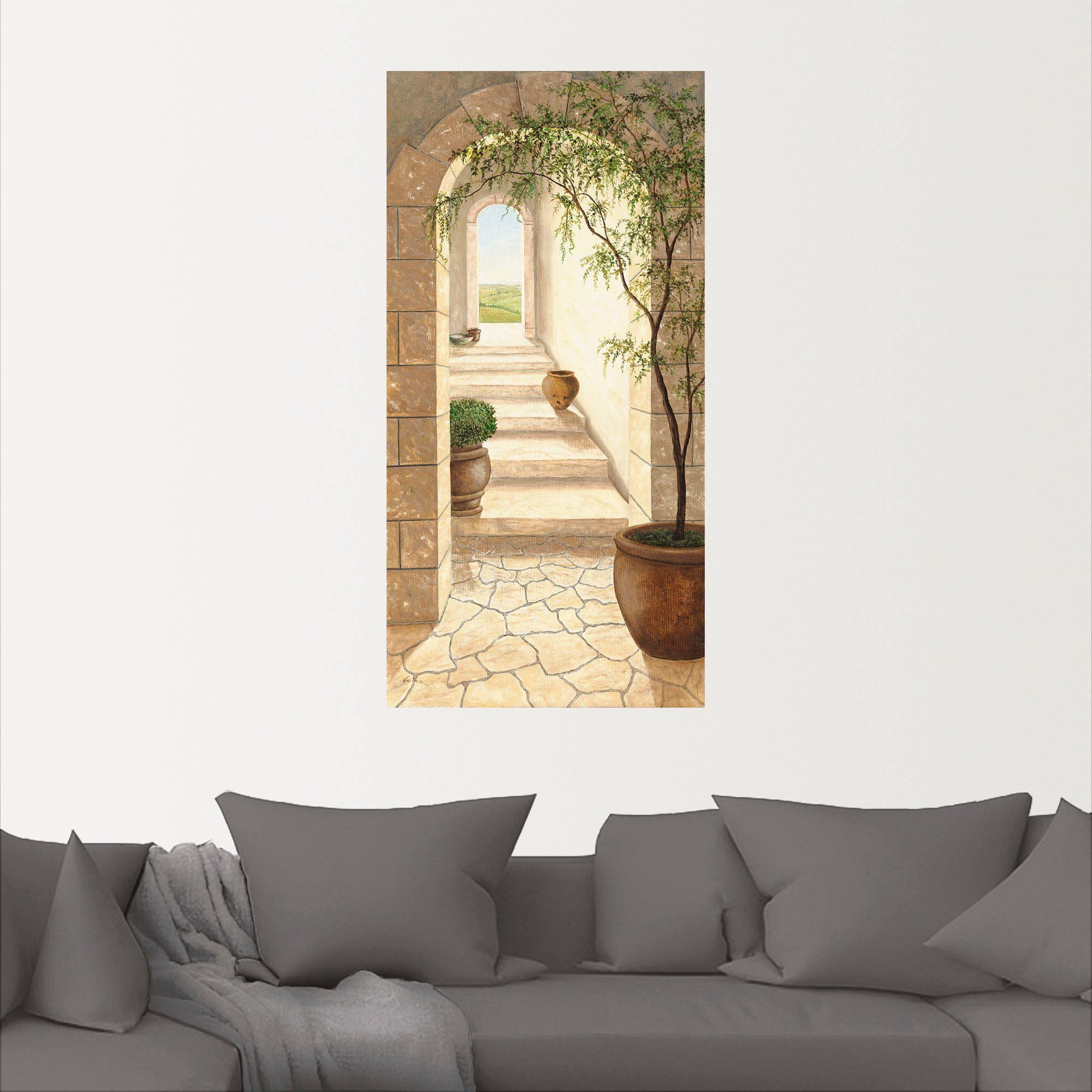 Artland Artprint Toscaanse doorgang als artprint van aluminium, artprint voor buiten, artprint op linnen, poster, muursticker