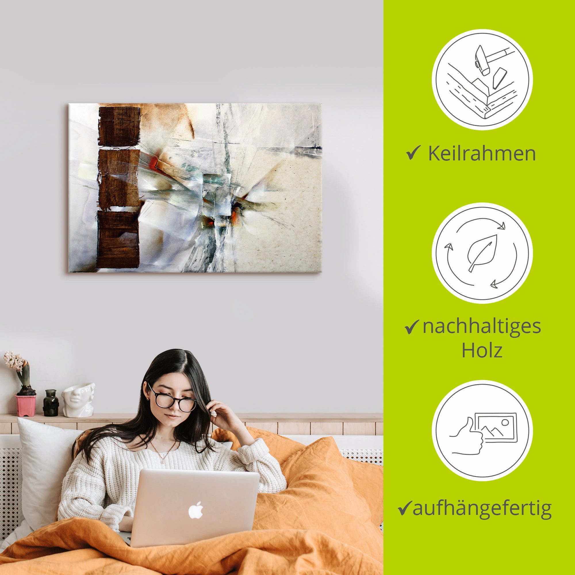 Artland Artprint Abstracte compositie in wit als artprint van aluminium, artprint voor buiten, artprint op linnen in verschillende maten