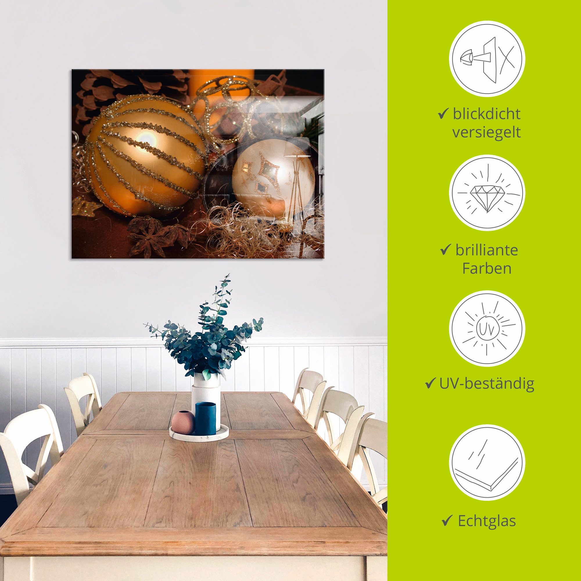 Artland Print op glas Kerststuk in verschillende maten