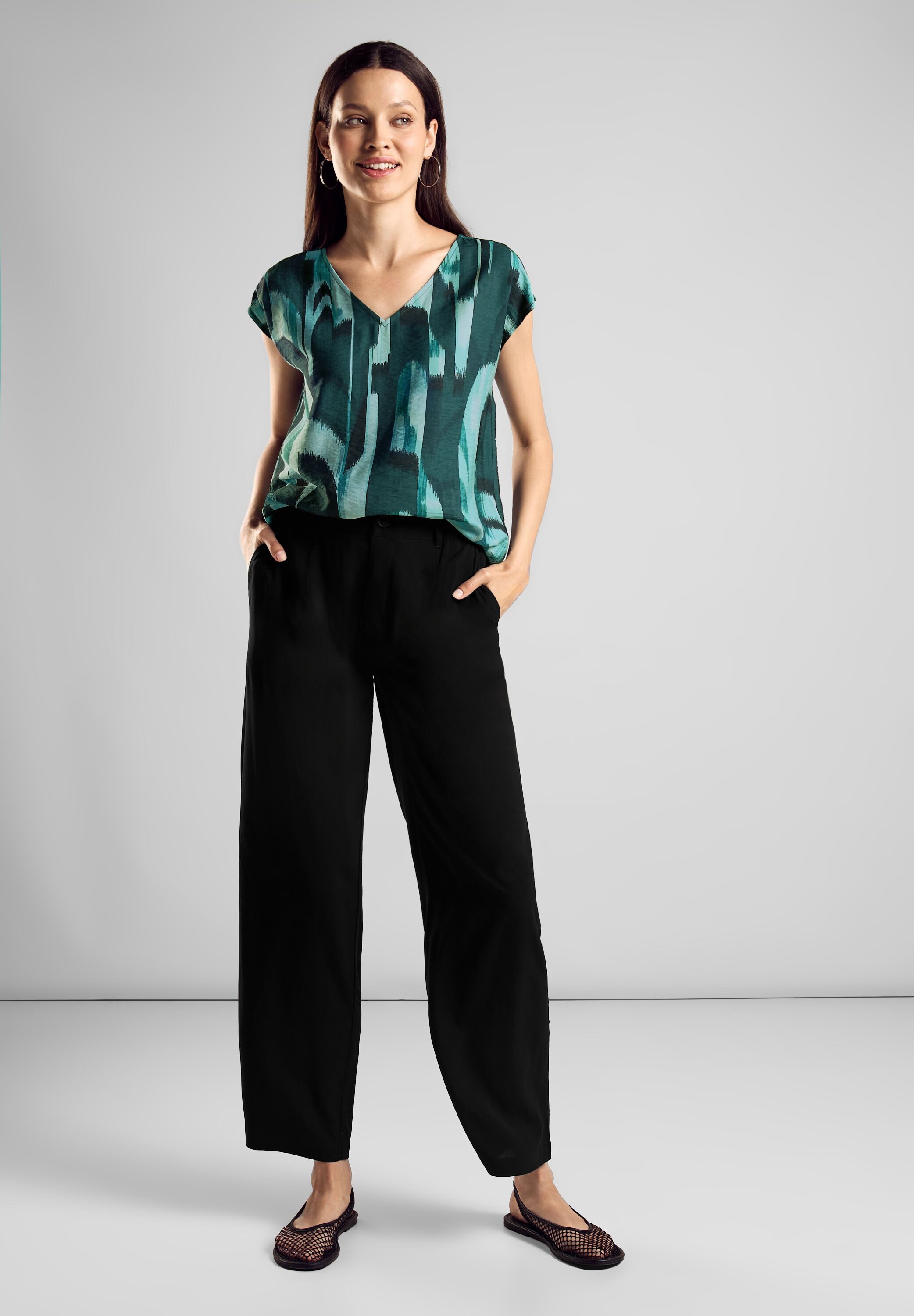 STREET ONE Blouse met korte mouwen met print all-over