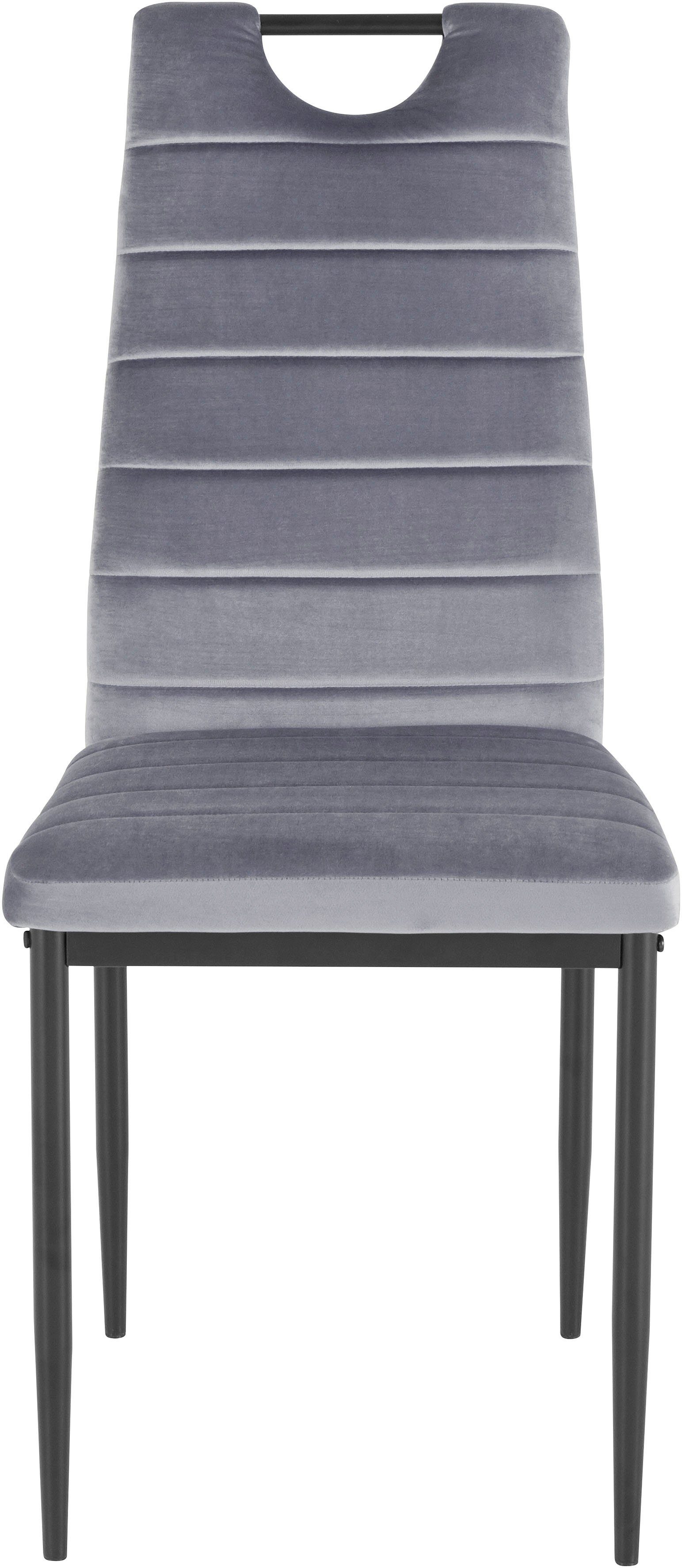 INOSIGN Eetkamerstoel (set van 2 of 4) met veloursovertrek, rugleuning met handgreep (set)