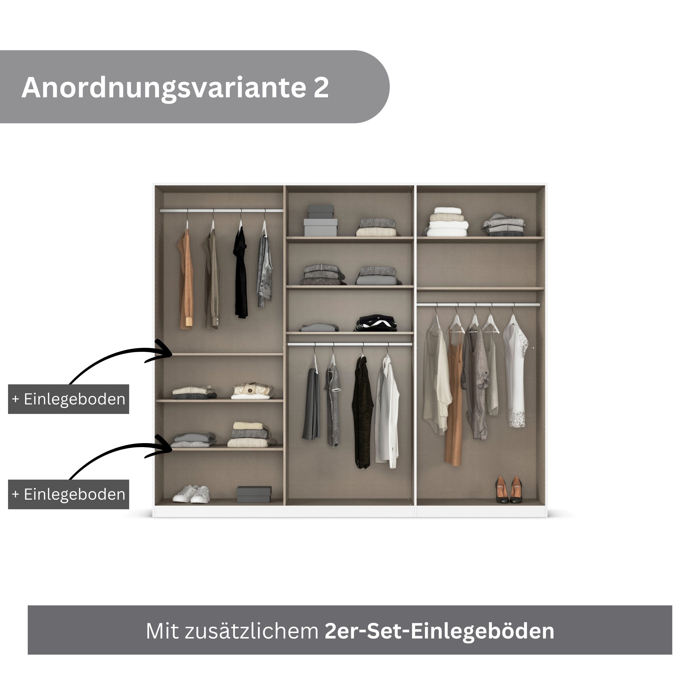 rauch Draaideurkast Kledingkast kast garderobe AGORDO met decor- of hoogglansfront doordachte binnenuitrusting, in 6 breedtes en 2 hoogtes made in germany