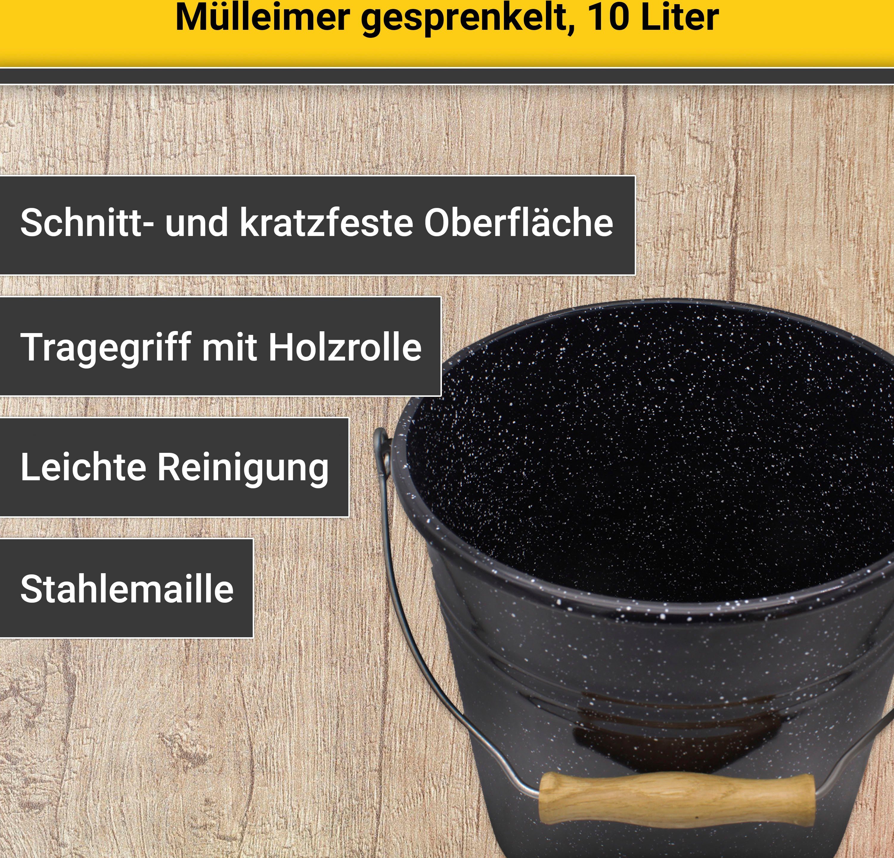 Krüger Vuilnisemmer Emaille prullenbak met deksel Serie Rio snij- / krassbestendige oppervlakte, bacteriewerend, extreem duurzaam (2-delig)