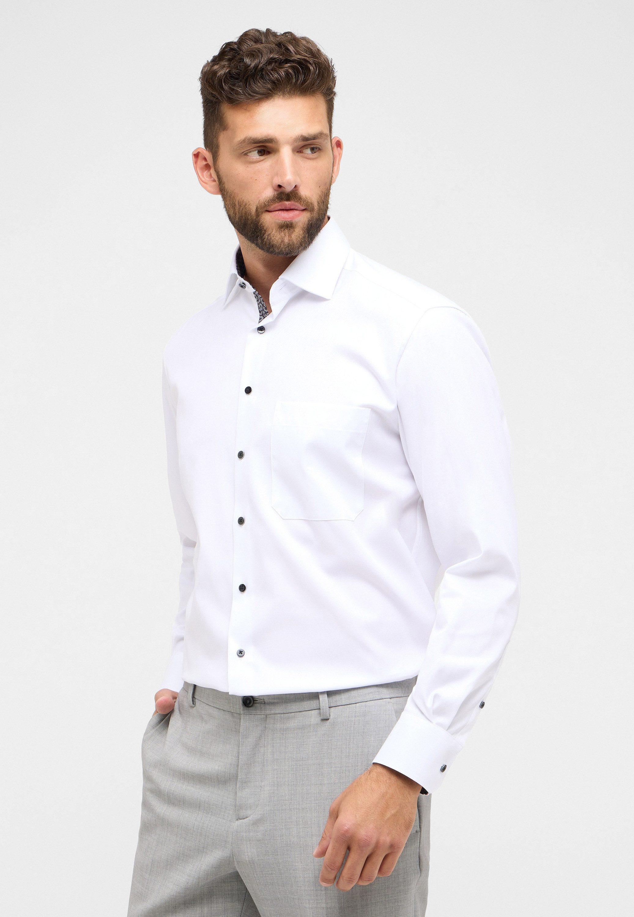 Eterna Overhemd met lange mouwen Comfort fit NON IRON (strijkvrij) heren overhemden maat 43 wit