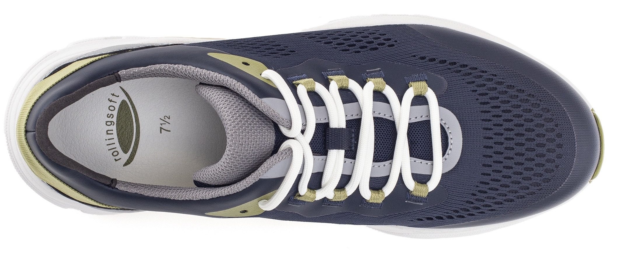 Gabor Rollingsoft Sneakers met sleehak , vrijetijdsschoen, lage schoen, veterschoen met contrastafwerkingen, breedte g