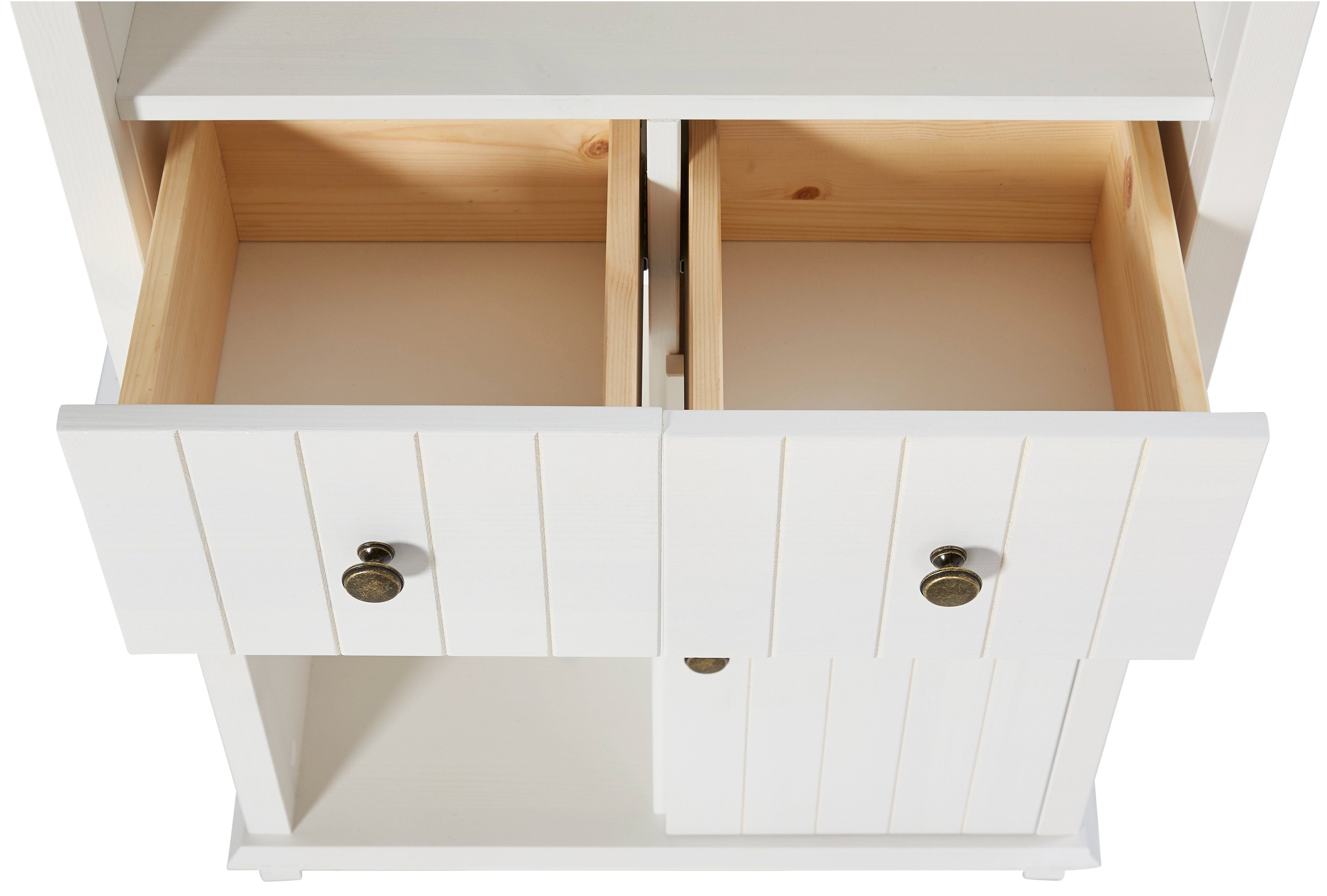 Home affaire Hoge kast Vili Badkamerkast, hoogte 175 cm, 2 lades, 3 deuren, van massief hout