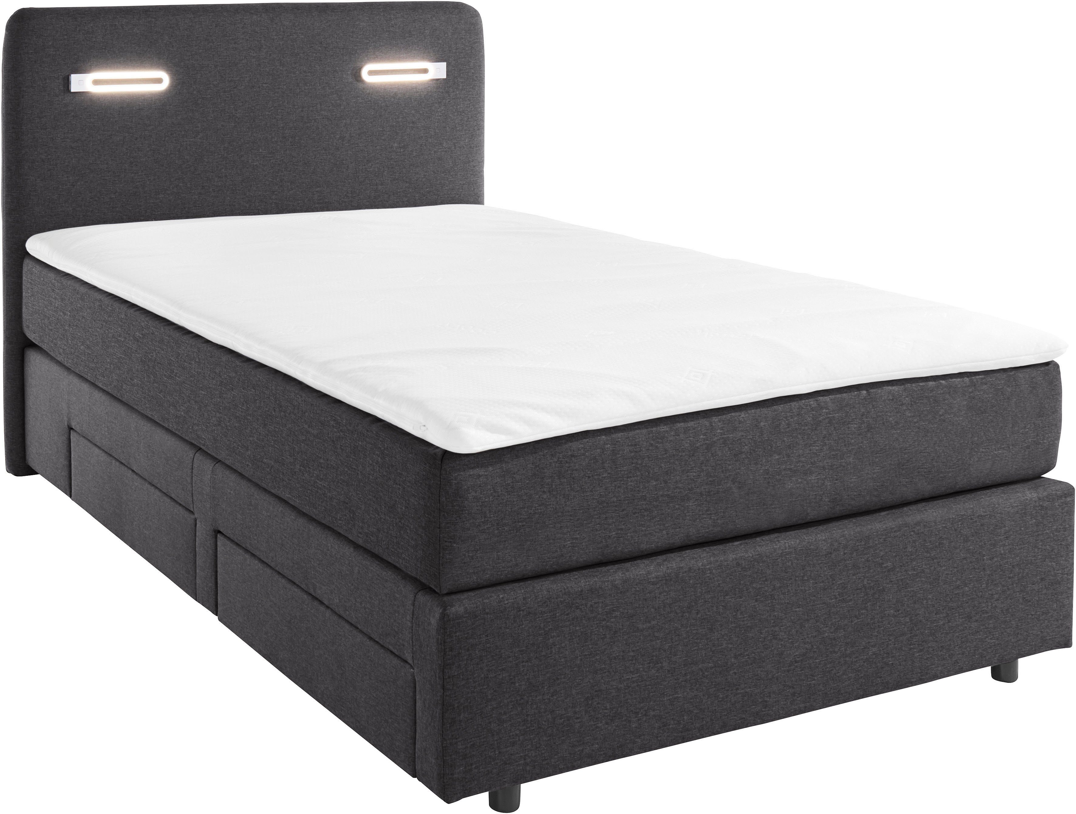 INOSIGN Boxspring Luan Laden, ledverlichting en topmatras, in breedte 120 cm en 180 cm