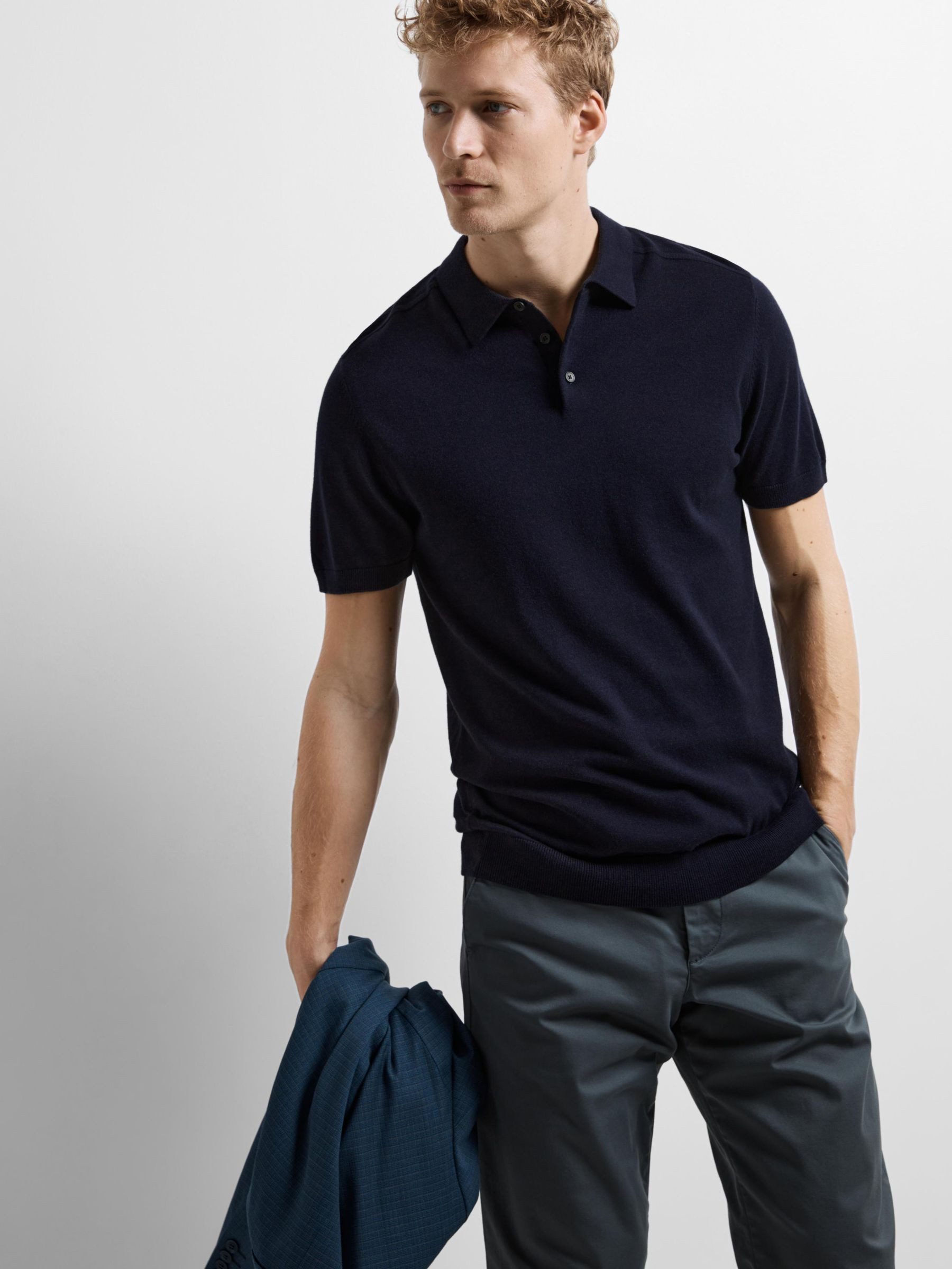 SELECTED HOMME Poloshirt SLHBERG SS KNIT POLO NOOS