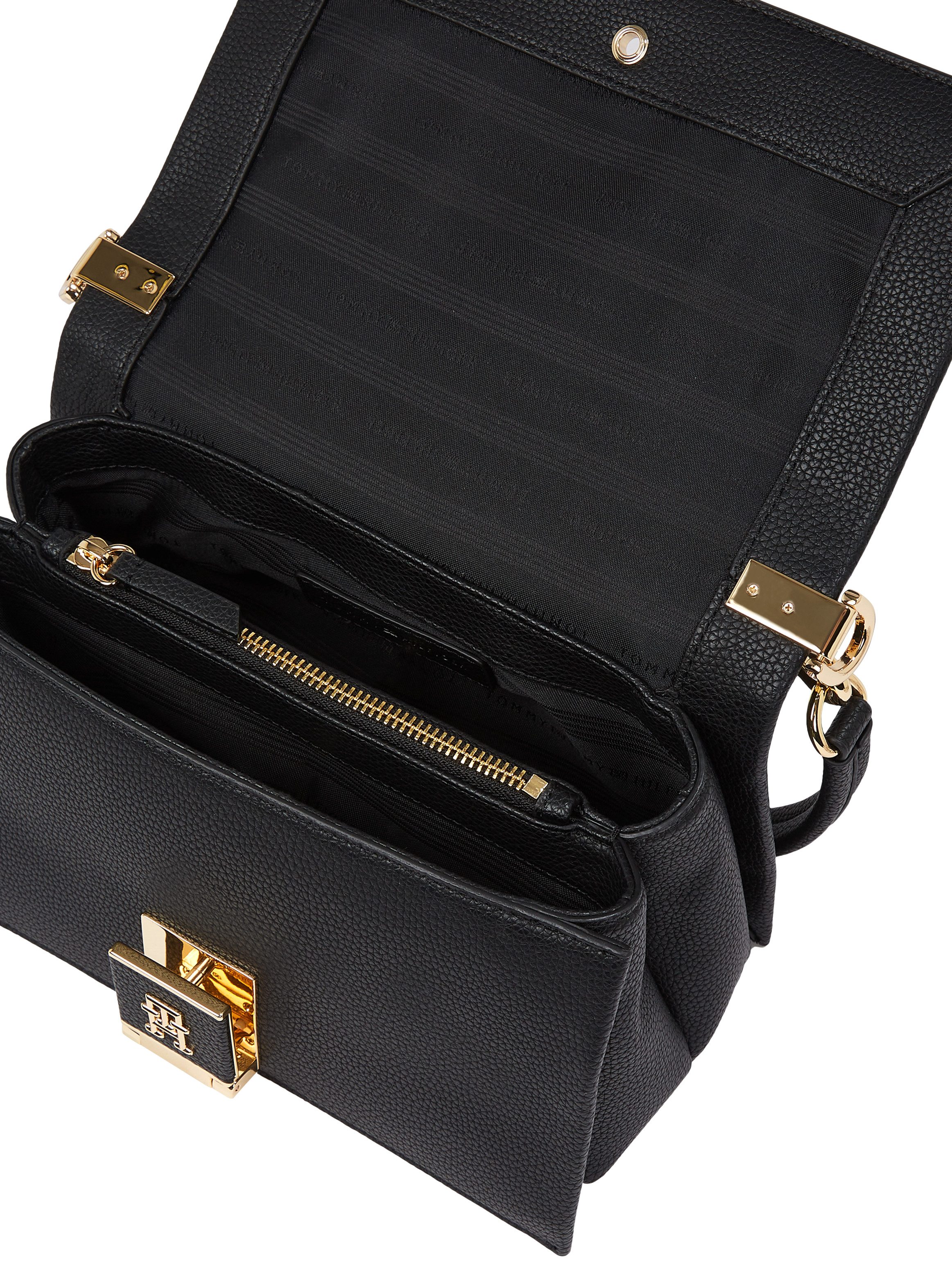 Tommy Hilfiger Schoudertas TH HER MED CROSSOVER , avondtas, clutch, mini tas met goudkleurige accenten