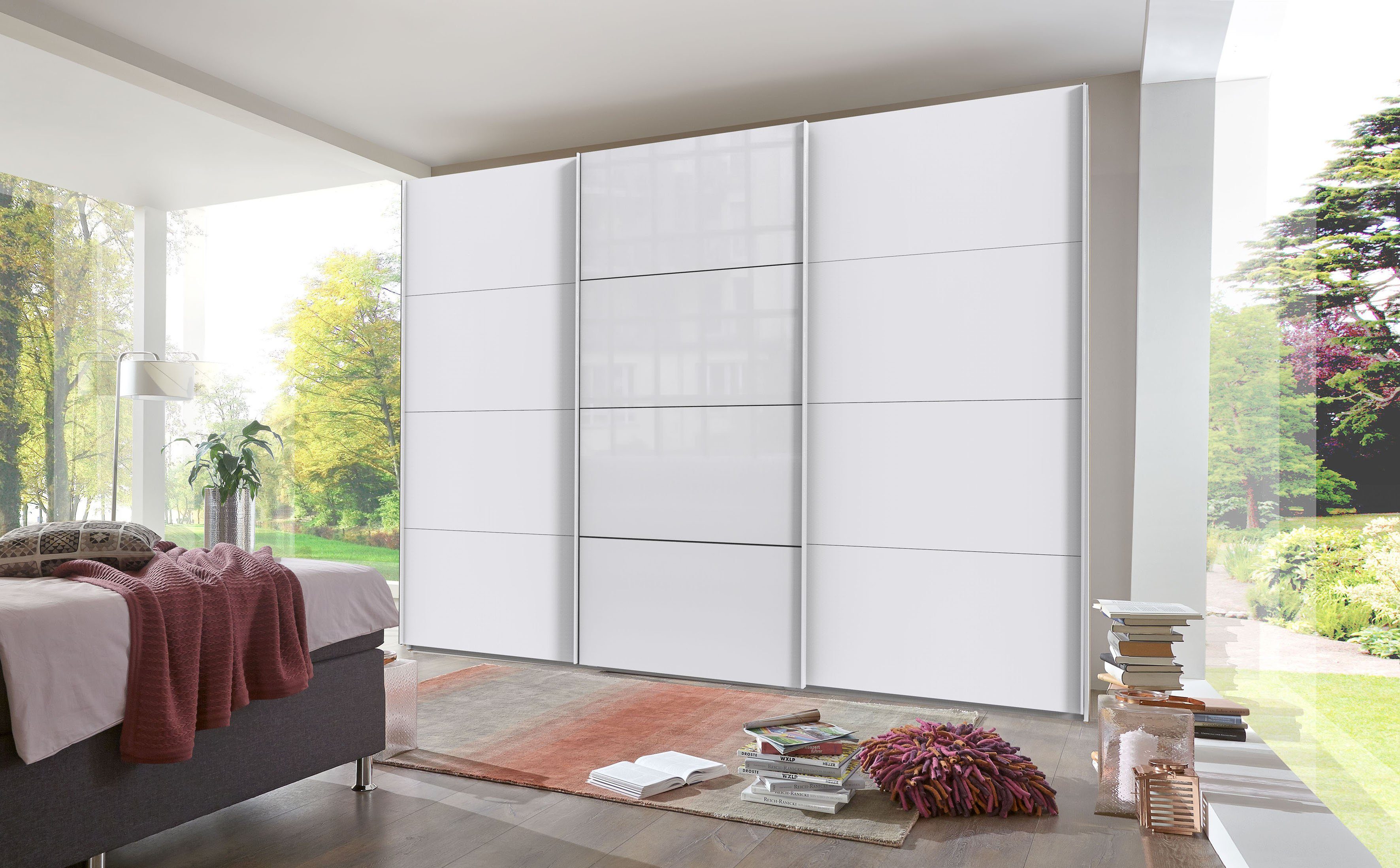 Wimex Zweefdeurkast Norderstedt Inclusief 2 stoffen dozen en 2 extra planken, met glasdeur