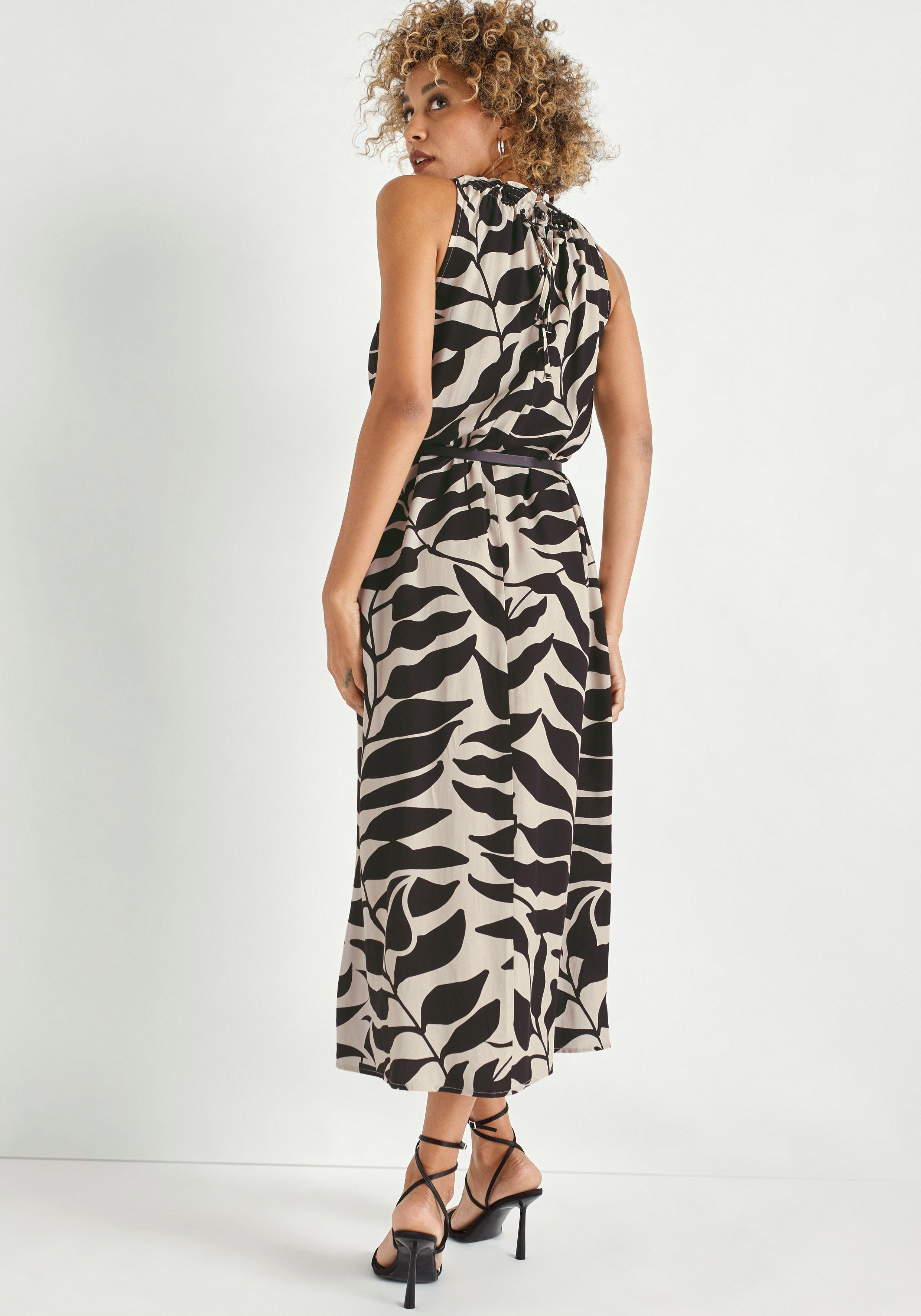 HECHTER PARIS Midi-jurk kuitlang, figuurvolgend, van viscose, met striksluiting