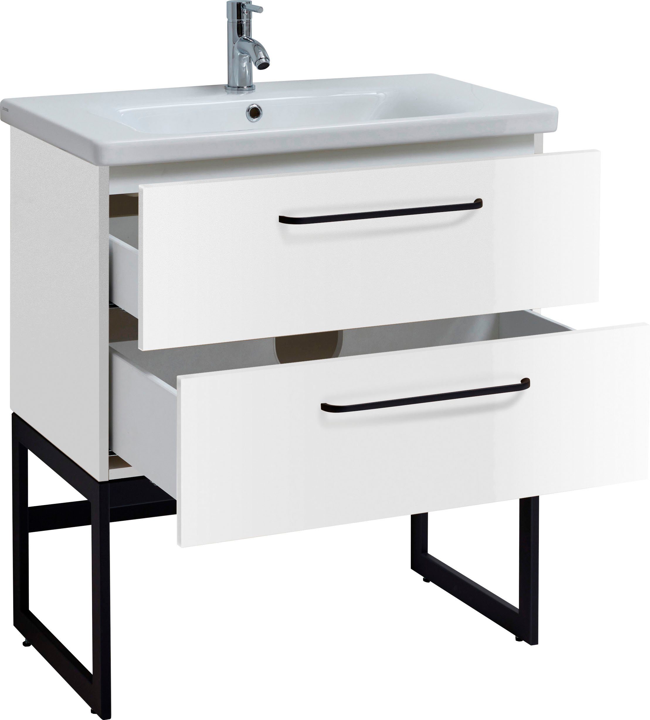 OPTIFIT Wastafelonderkast Yukon Breedte 80 cm, met keramieken wasbak