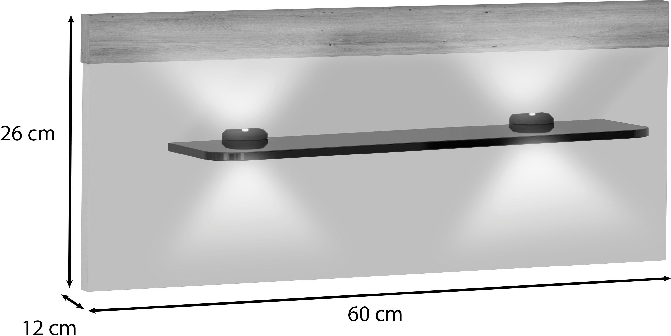 WIEMANN Opzetpaneel Asti met verlicht glazen plateau (set van 2)