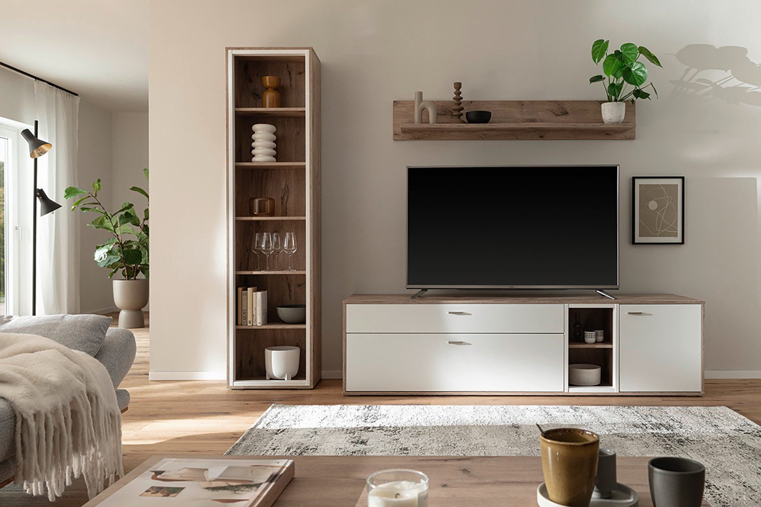 MCA furniture Wandmeubel SANTERNO Woonkamer set (3-delig), deuren & lades gedempt, breedte 264 cm (complete set, 3-delig)