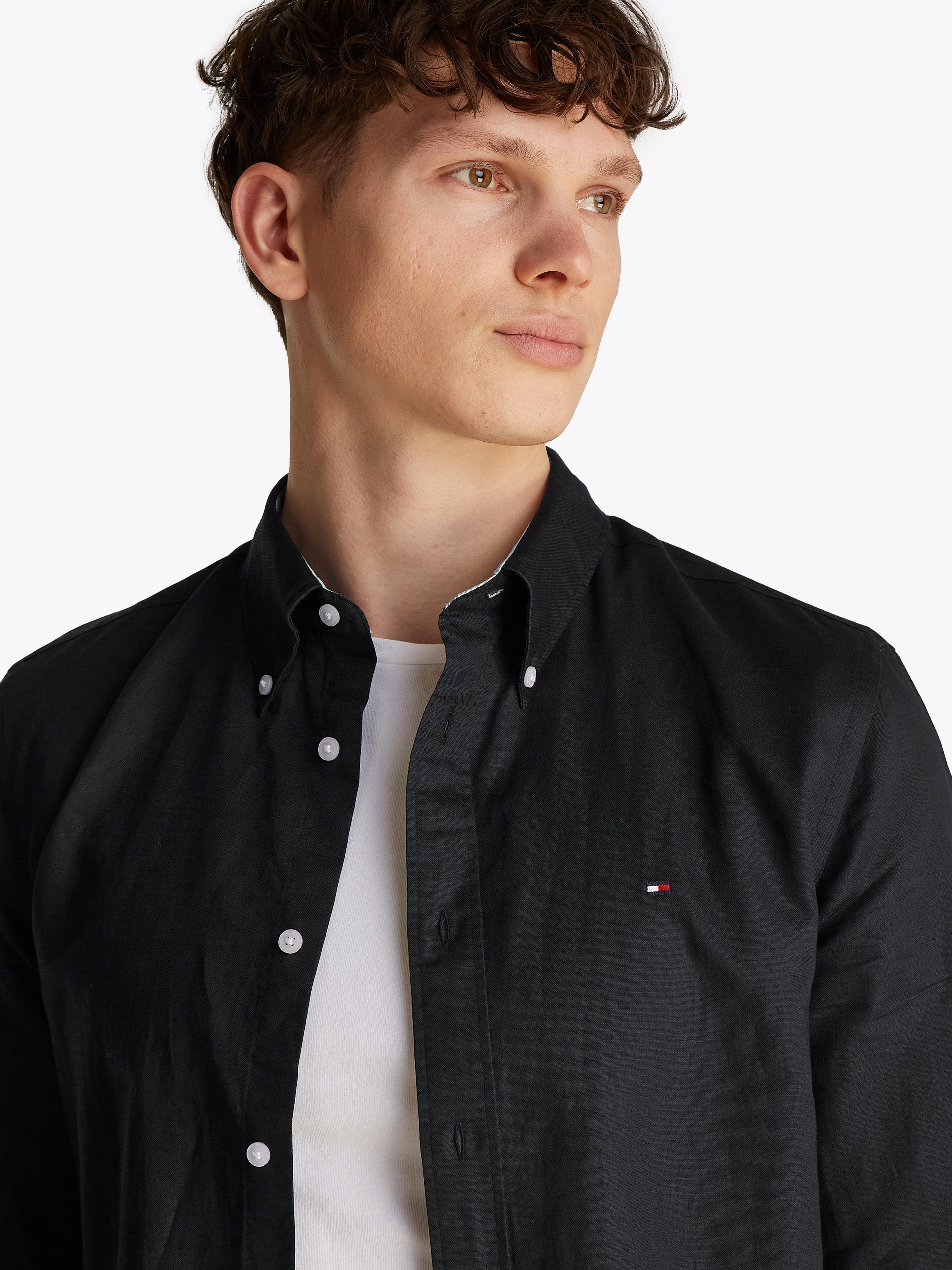 Tommy Hilfiger Overhemd met lange mouwen LINEN BLEND SOLID RF SHIRT