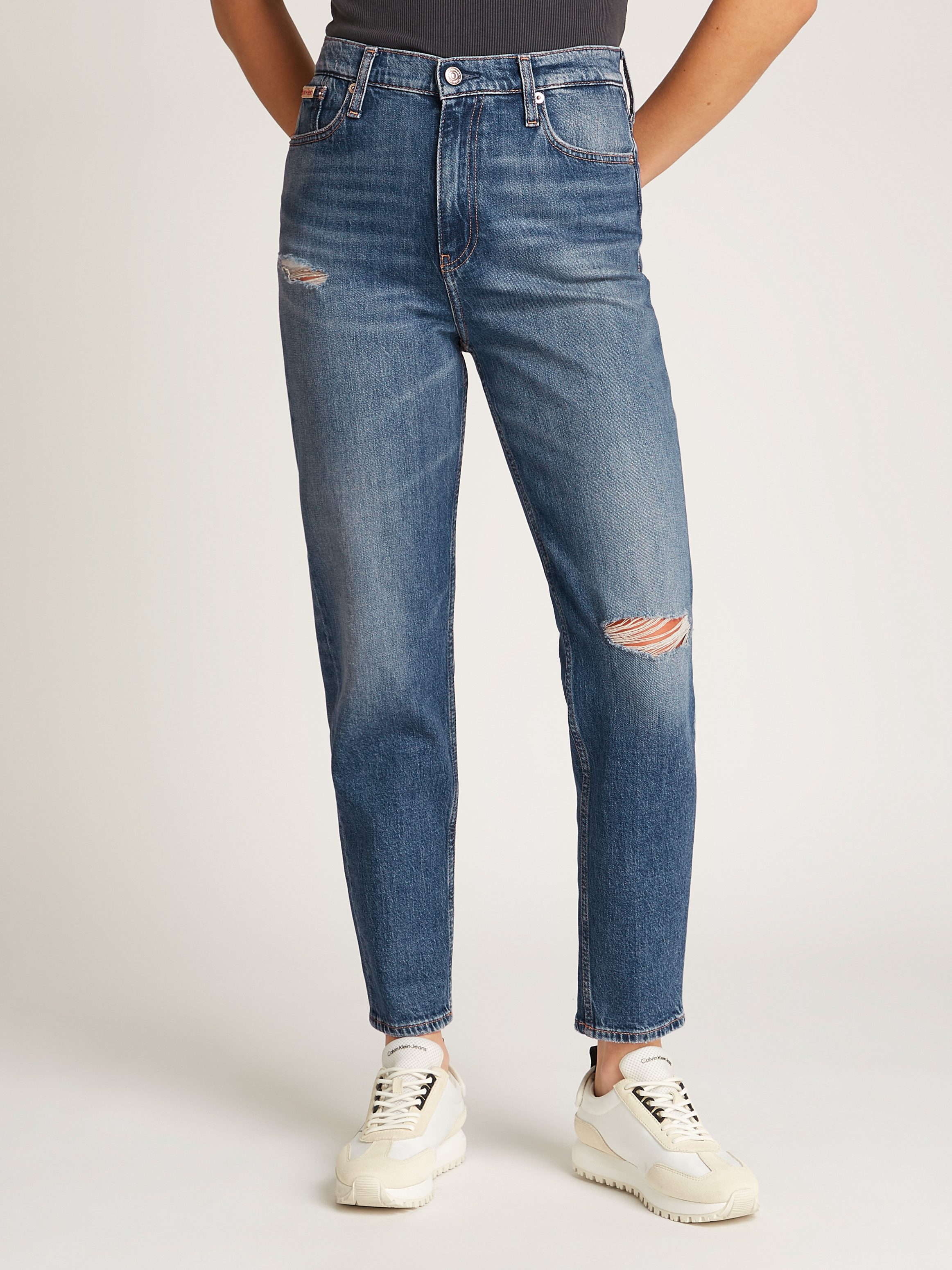 Calvin Klein Mom jeans MOM JEAN met scheuren dames jeans maat 30 blauw