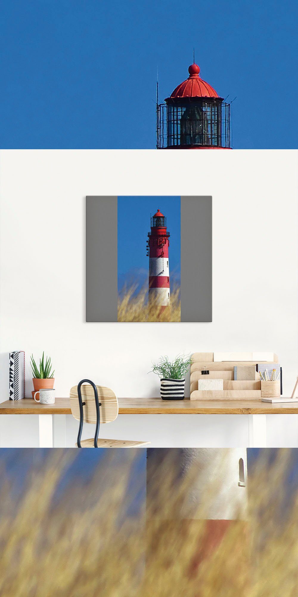 Artland Aluminium dibond print Amrumer vuurtoren gespannen op een spieraam