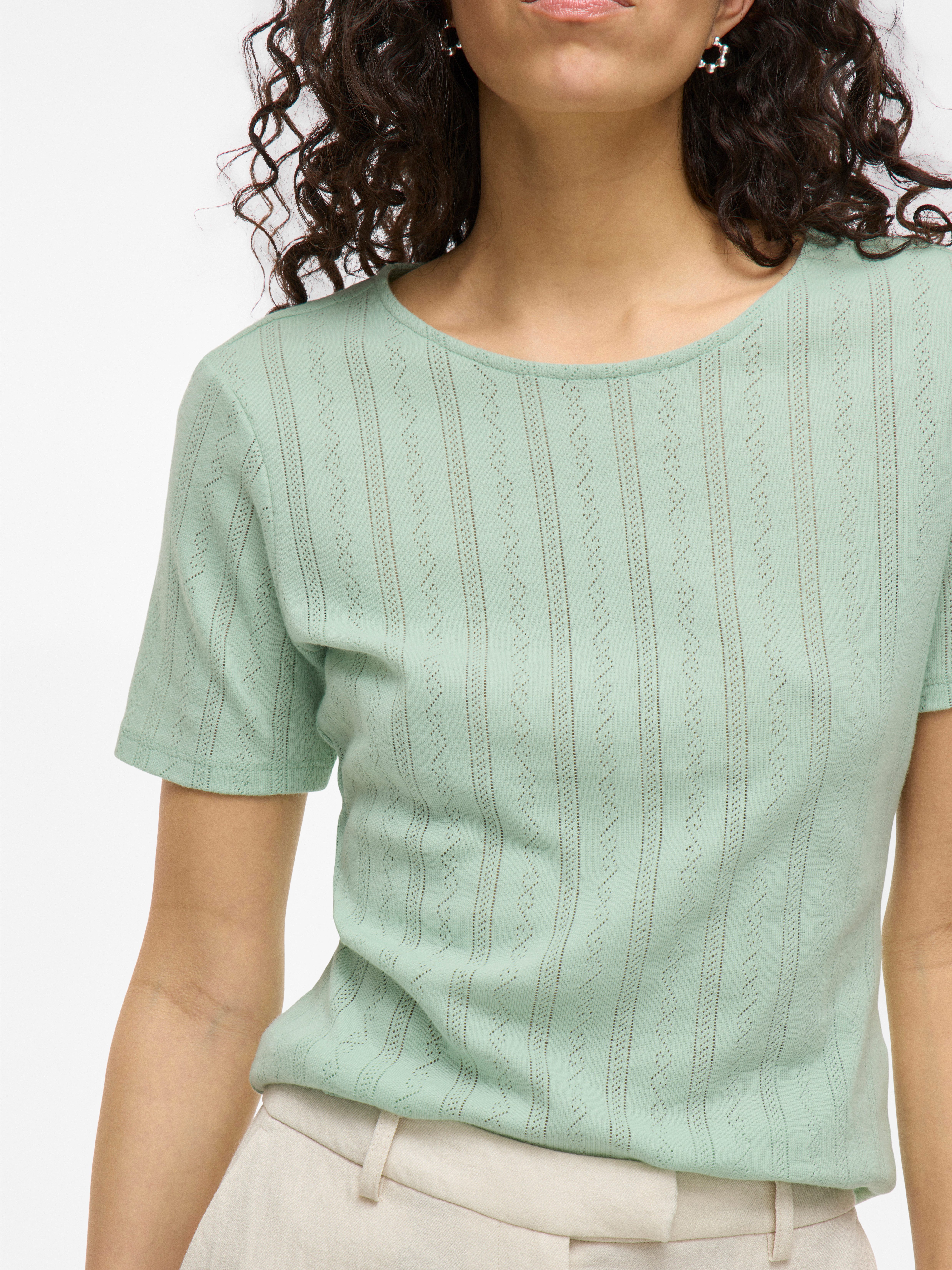 Vila Shirt met korte mouwen VIKASSIE S/S POINTELLE TOP - NOOS