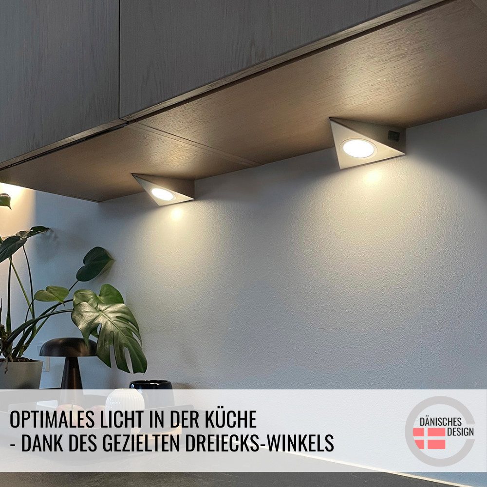 Loevschall Led-onderbouwverlichting Emerald 3-kit, LED onderbouwlamp, plafondlamp voor de keuken Inbouwverlichting Wit 2W, Driehoekig LED Lamp, Moderne Keukenverlichting (3 stuks)